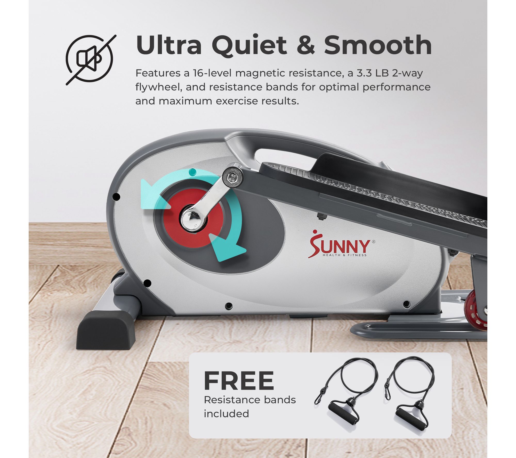 Sunny Smart Heavy-Duty Mini Elliptical with Bands
