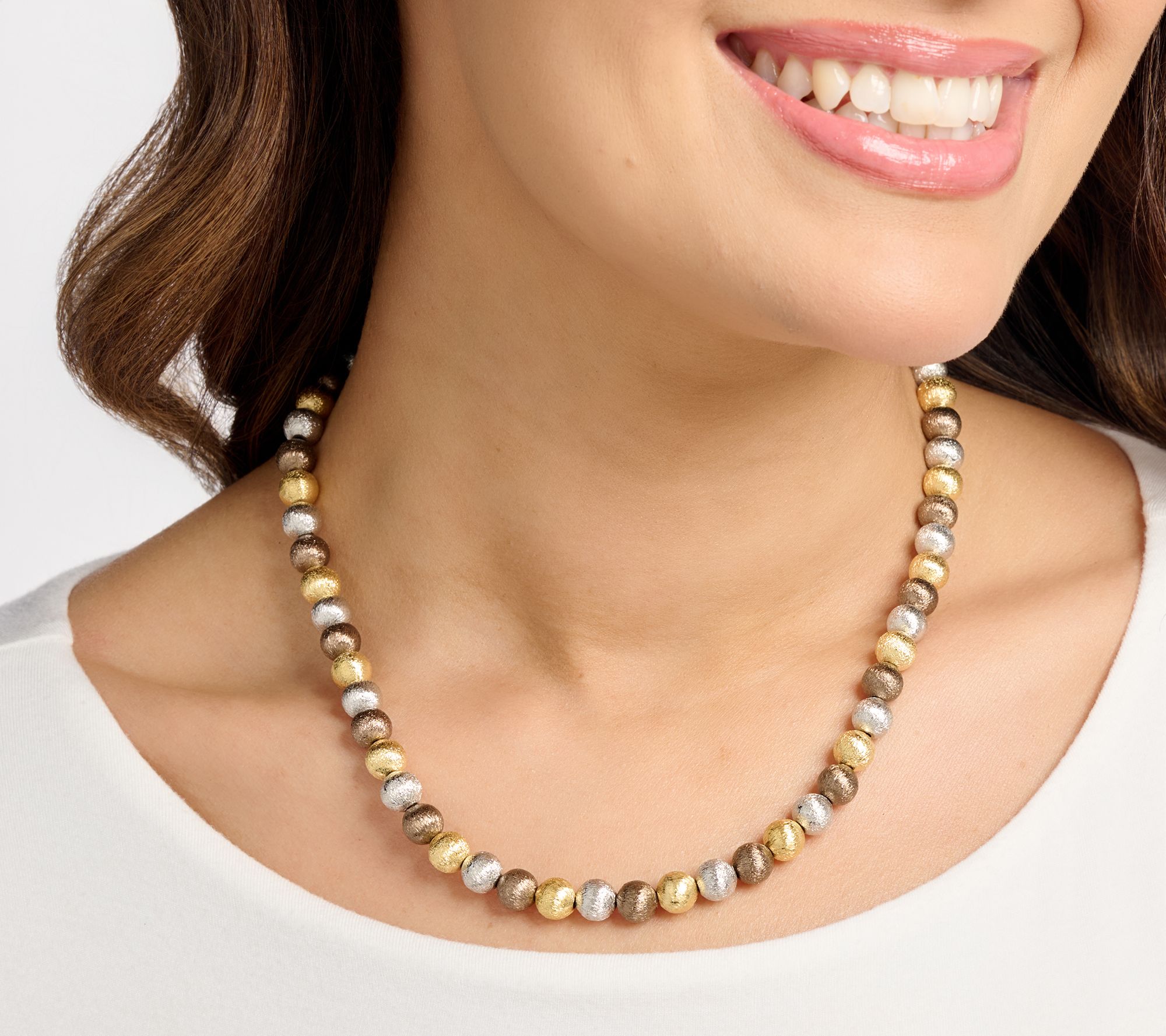 David Markstein Bronze Satin 8mm Bead Magnetic Necklace