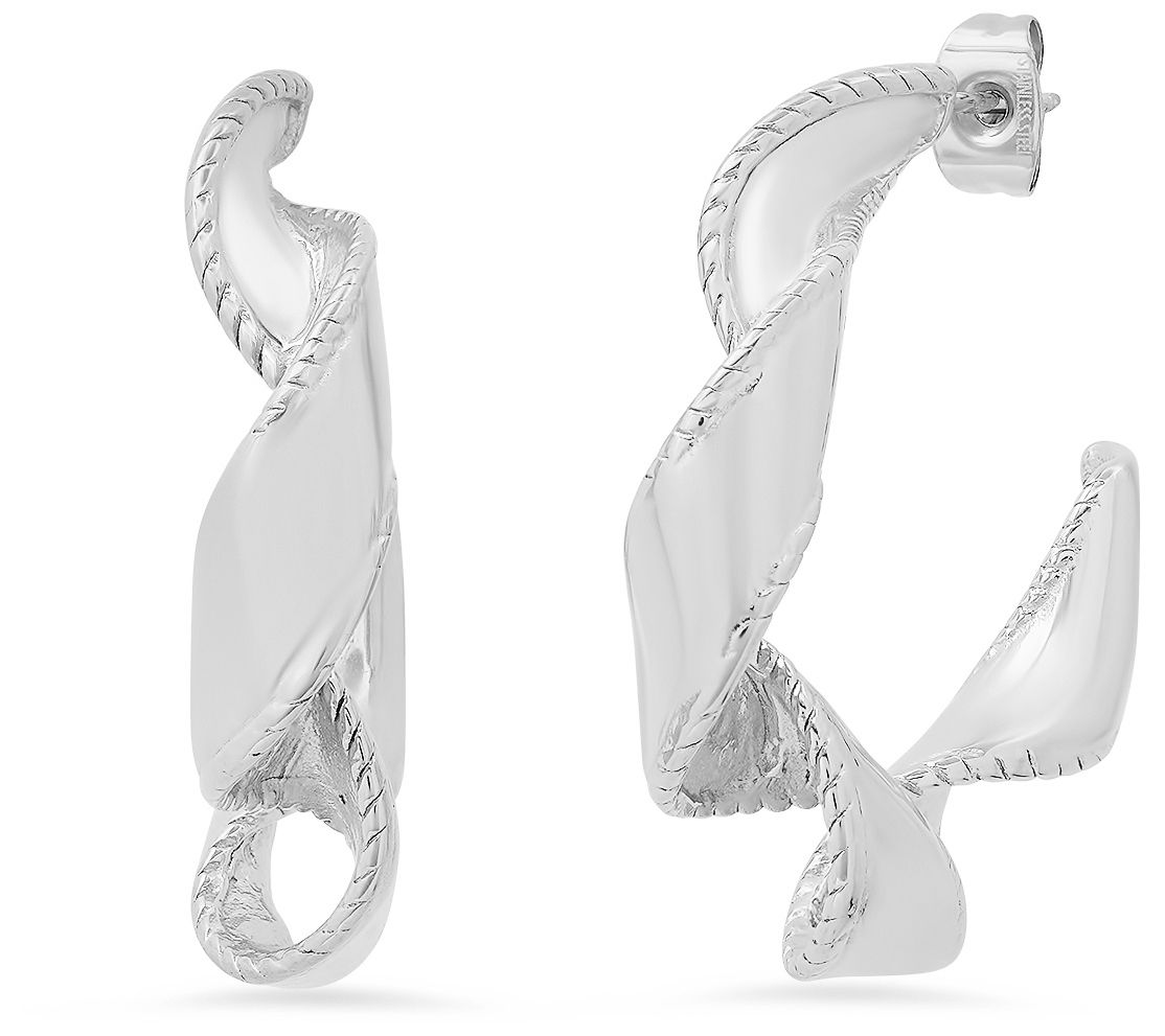 Steel By Design Ribbon Twist Hoop Earrings