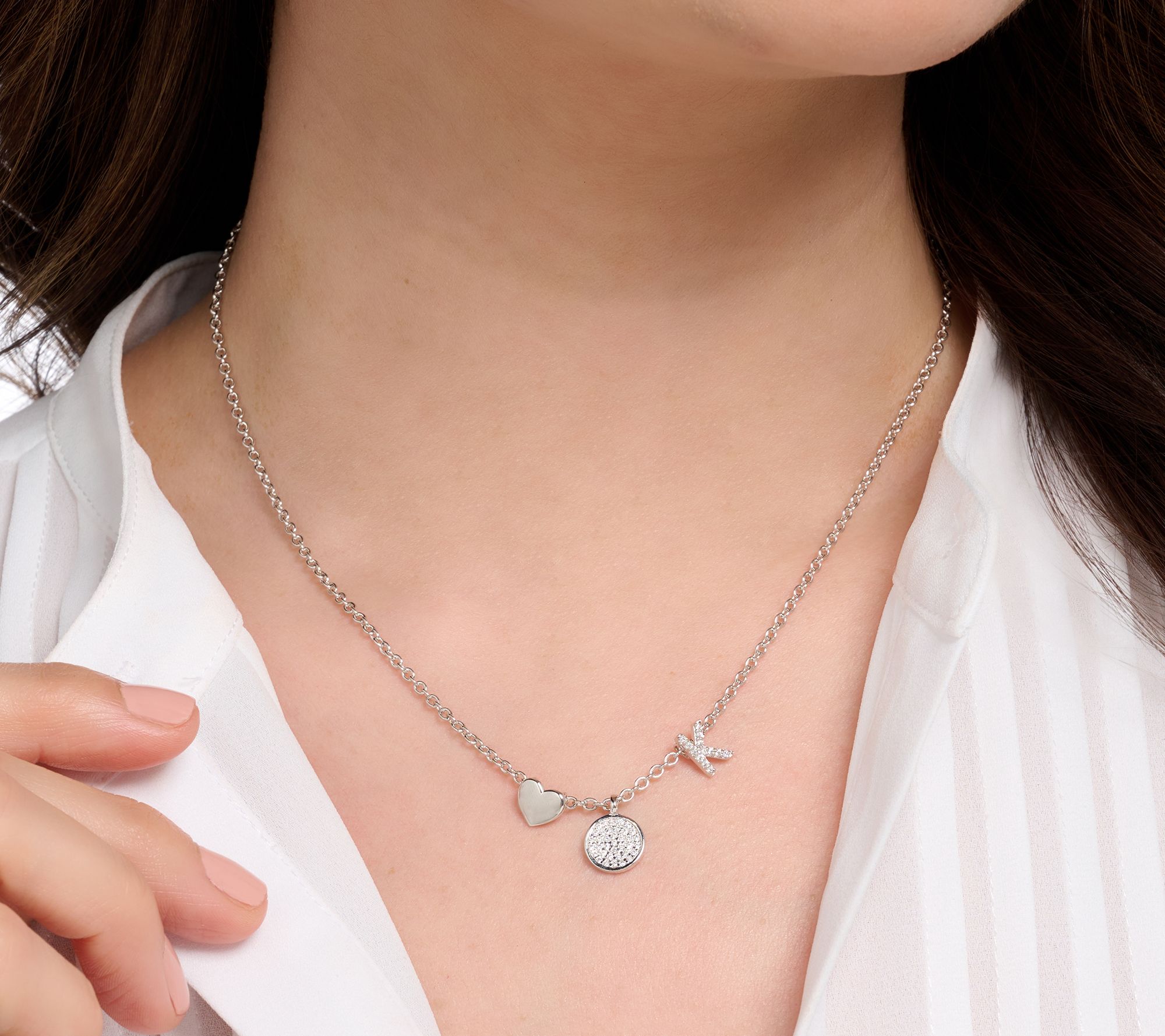 Diamonique x Kathy Levine Sentimental Necklace, Sterling Silver