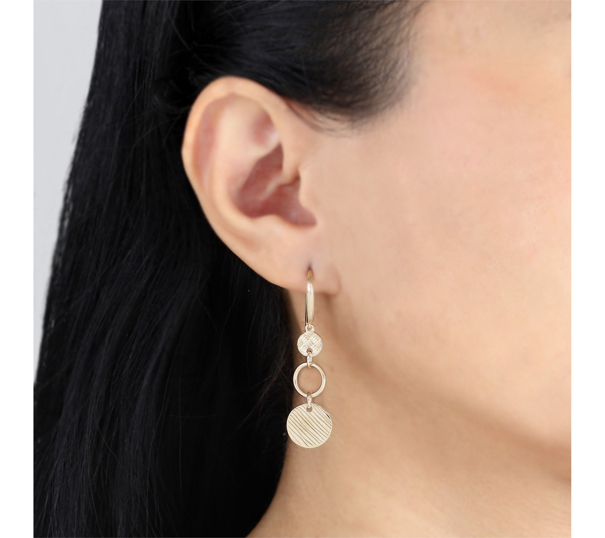 Ariva 18K Gold Clad Textured Circle Drop Earrings