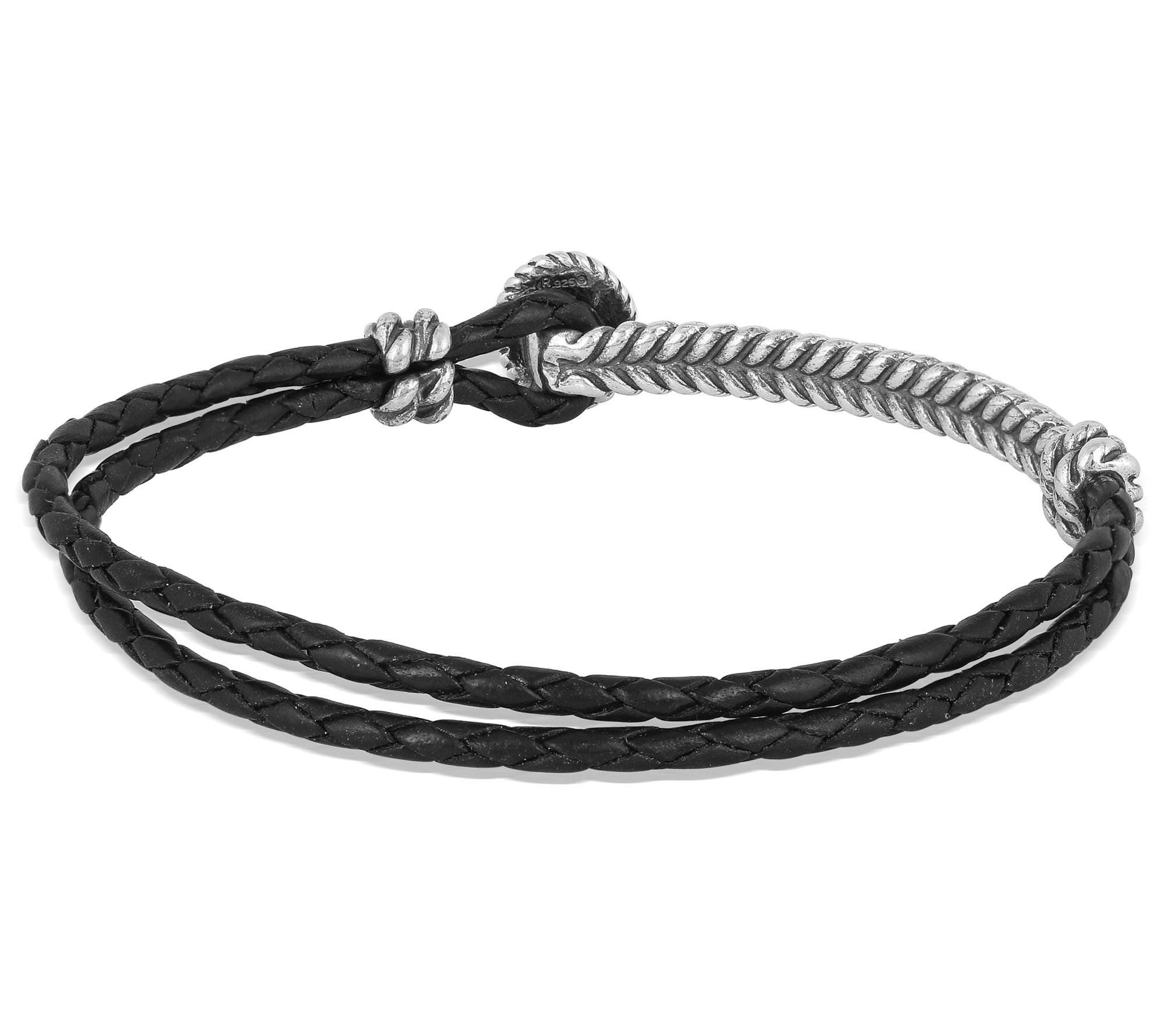 American West Sterling Silver Turquoise LeatherBracelet