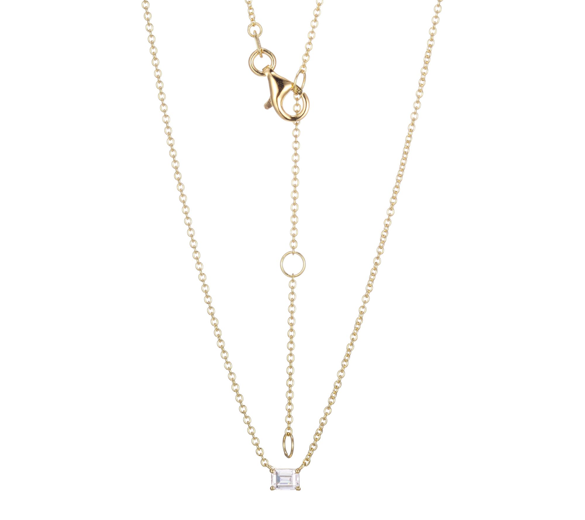LuxLab 0.25 cttw Grown Diamond Necklace, 18K Go ld Plated