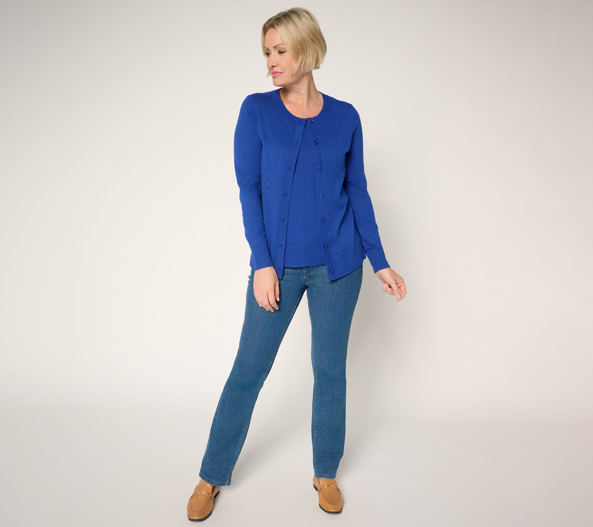 Denim & Co. Essentials Cardigan/Tank Sweater Twin Set