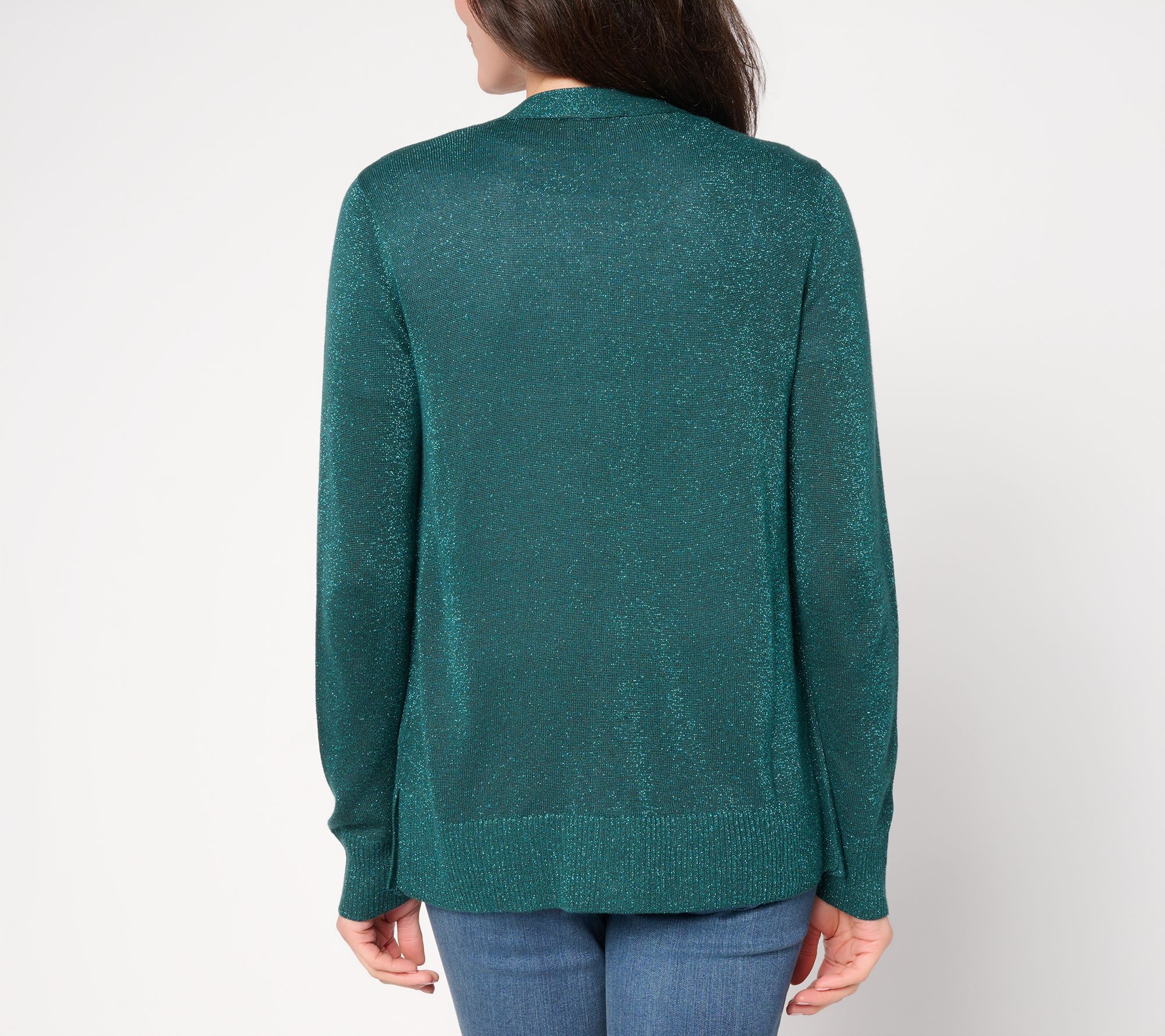 Jingle Belles by Kim Gravel Glam Lurex V-Neck Cardigan