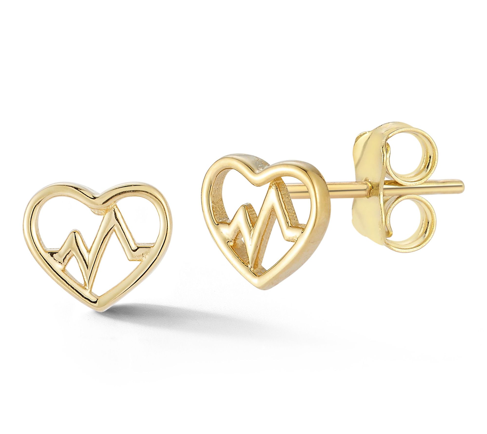 Luminosa Gold Heartbeat Stud Earrings, 14K