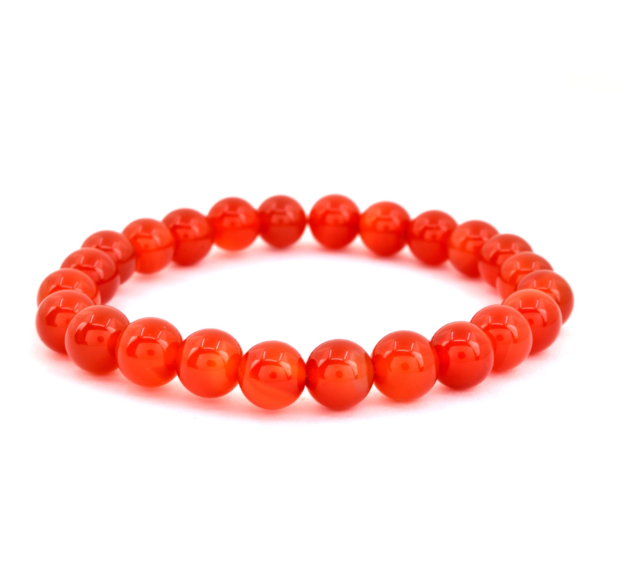 Orange Chalcedony Smooth Beaded Stretch Bracelet