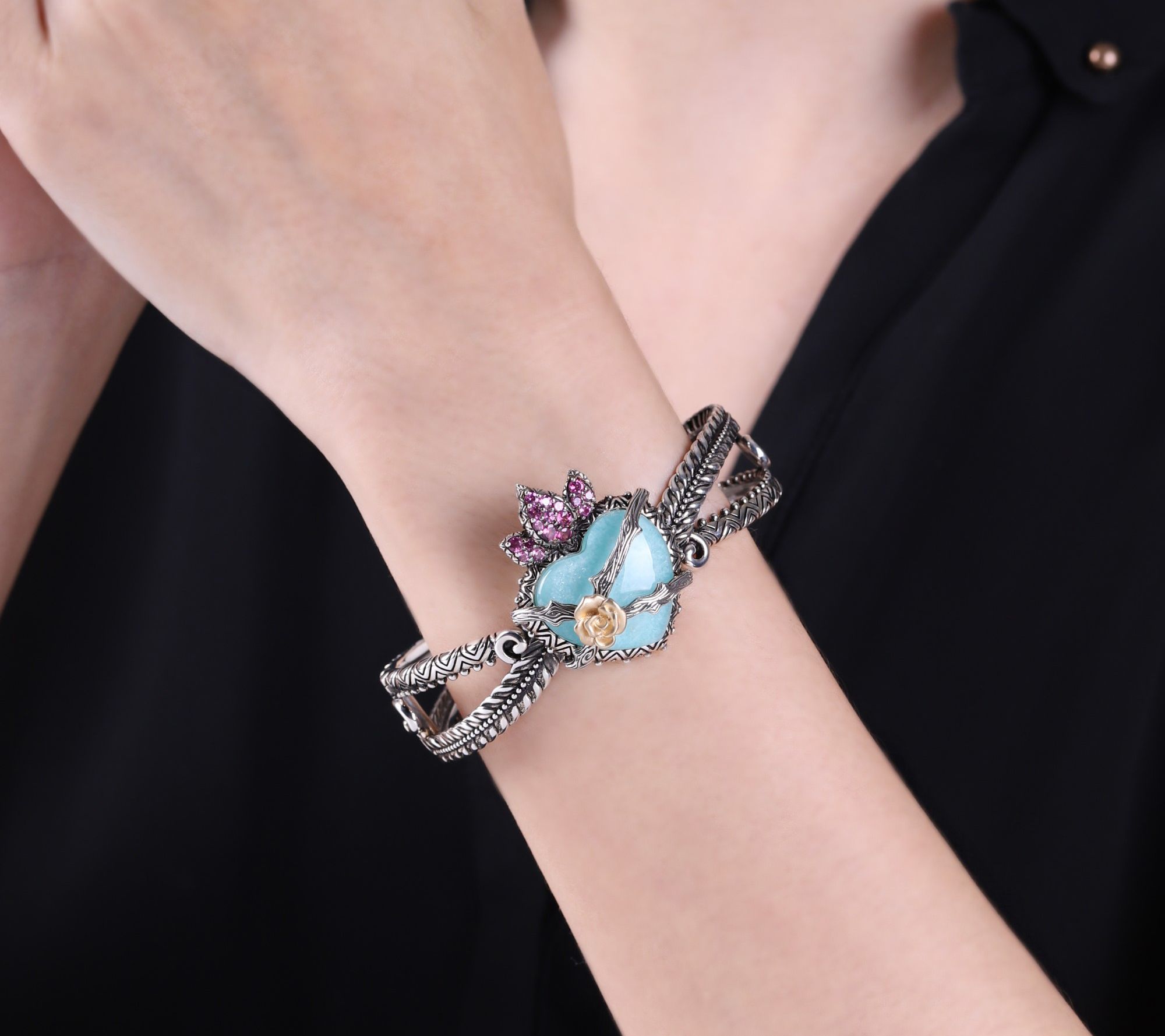 Barbara Bixby Sterling Silver & 18K Gold HeartCuff Bracelet