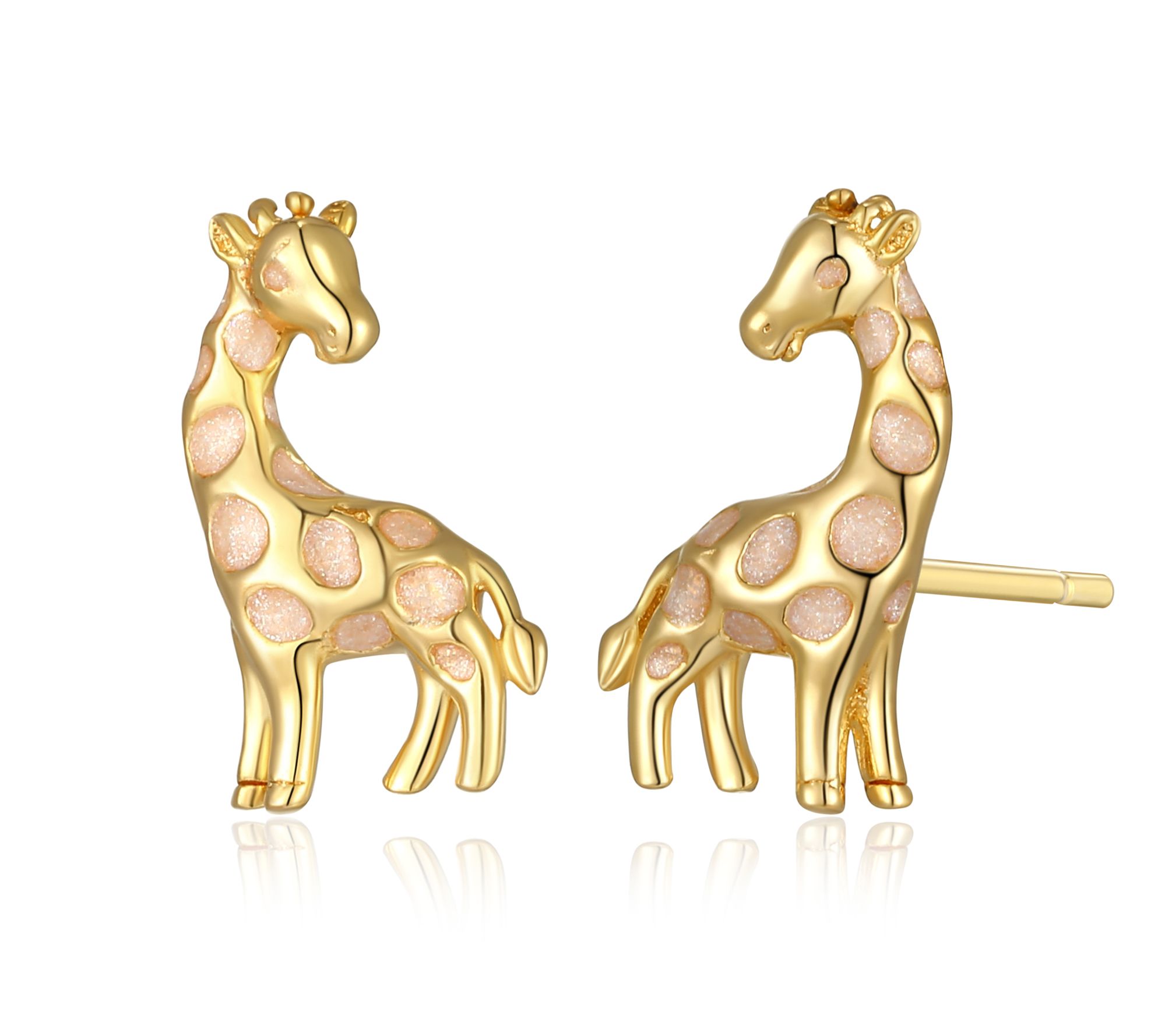 Silver Style Giraffe Stud Earrings, 18K Gold Clad