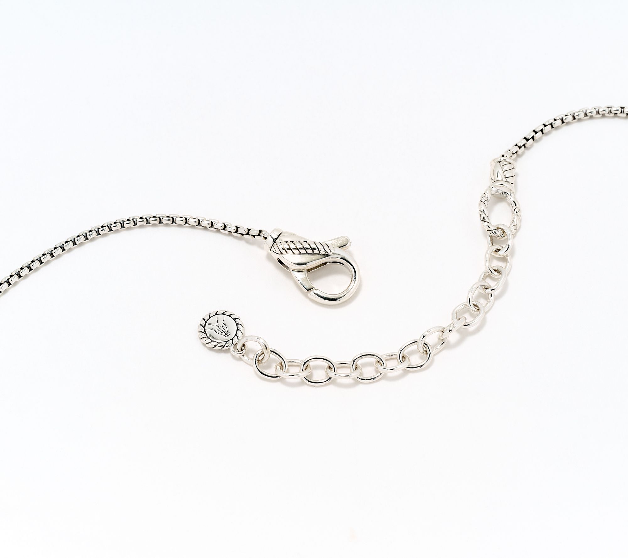 JAI Sterling Silver Baby Box Chain Gemstone 18