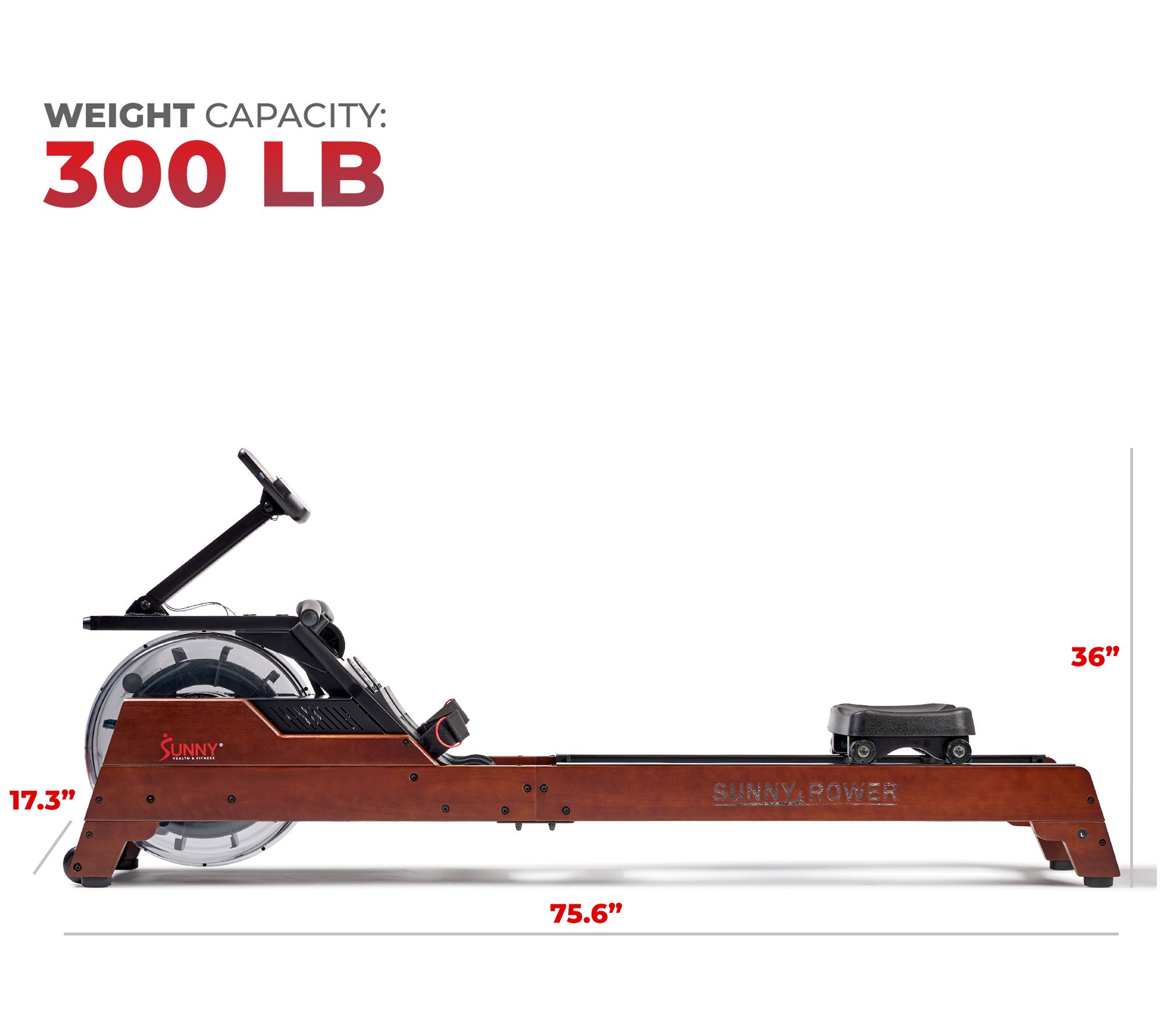 Sunny Health Fitness Hydro Wooden Water Rower
