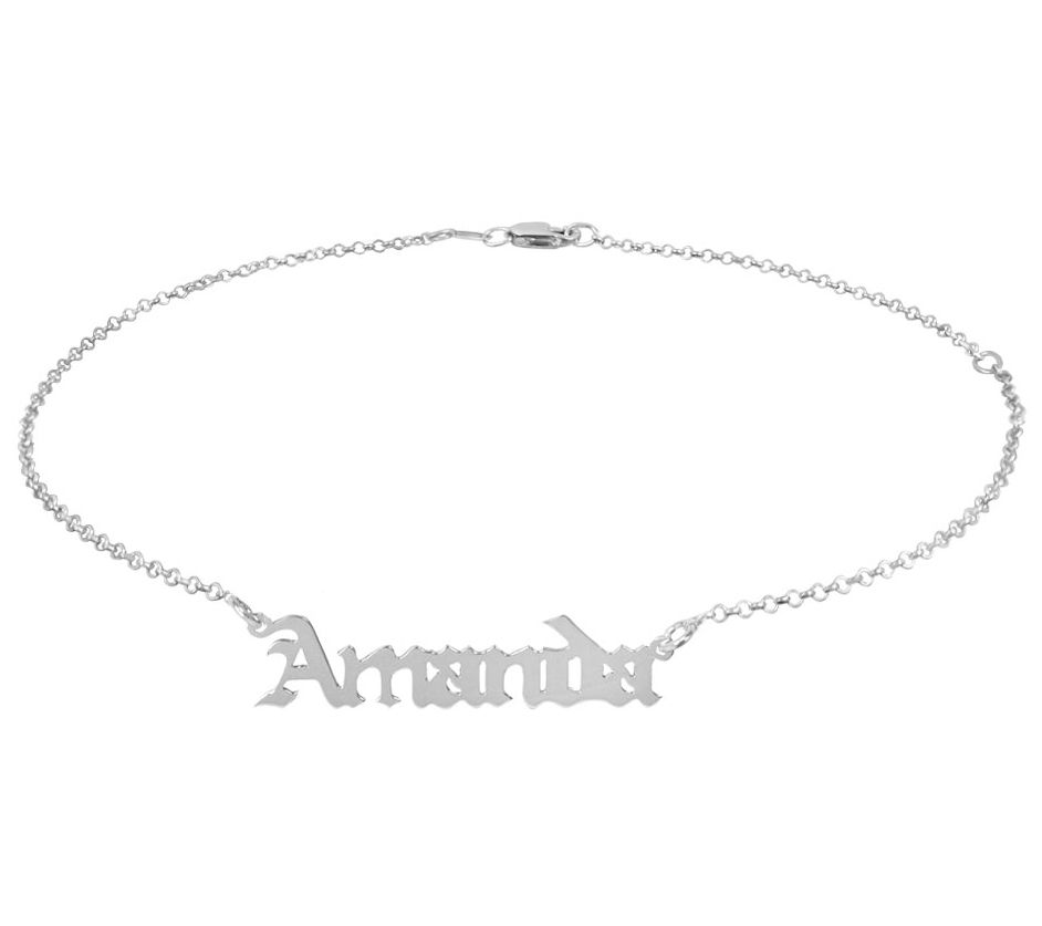 Sterling Silver Personalized Adjustable Name An kle Bracelet