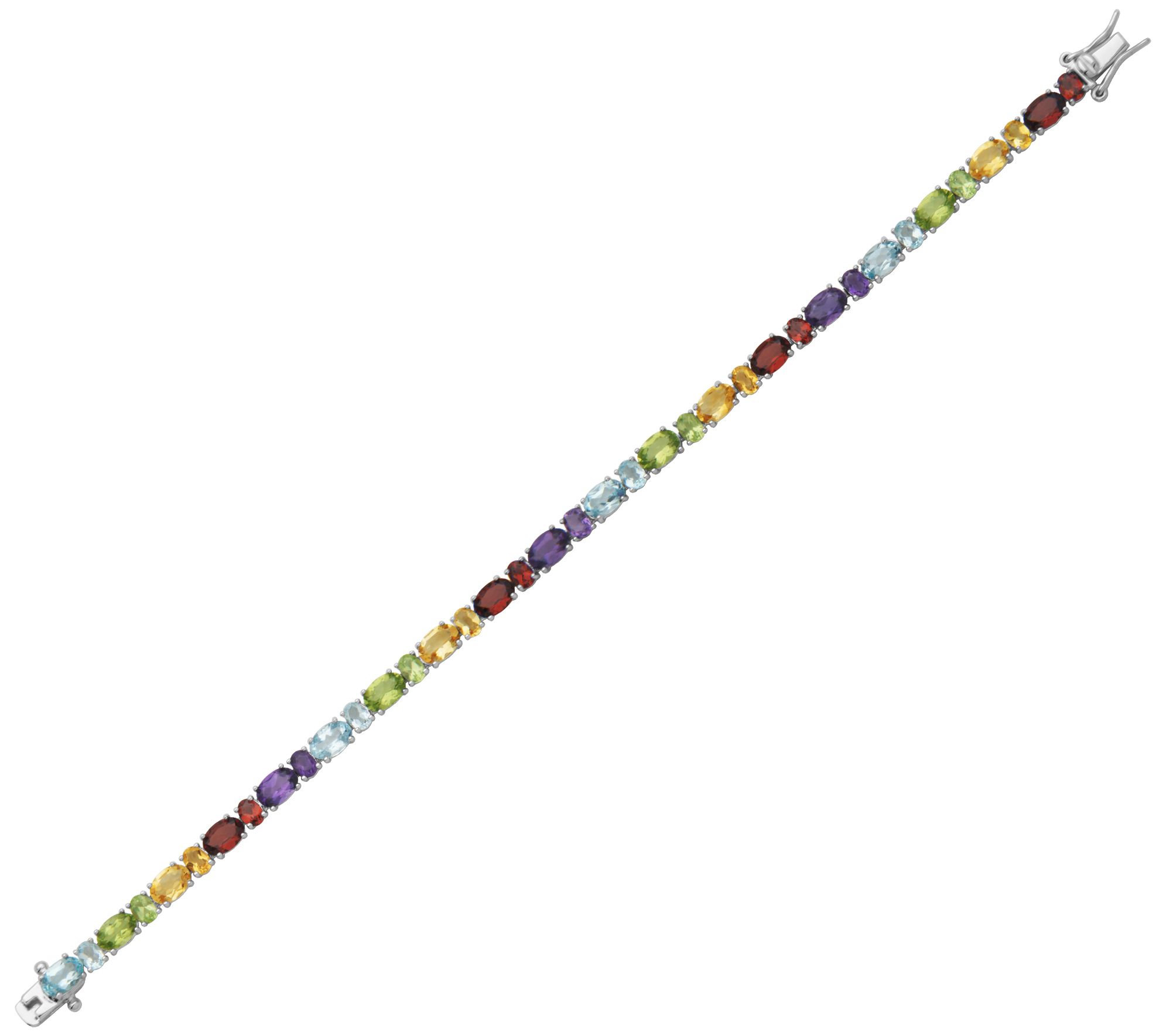 Affinity Gems Multi- Gemstone Rainbow Bracelet, Sterling