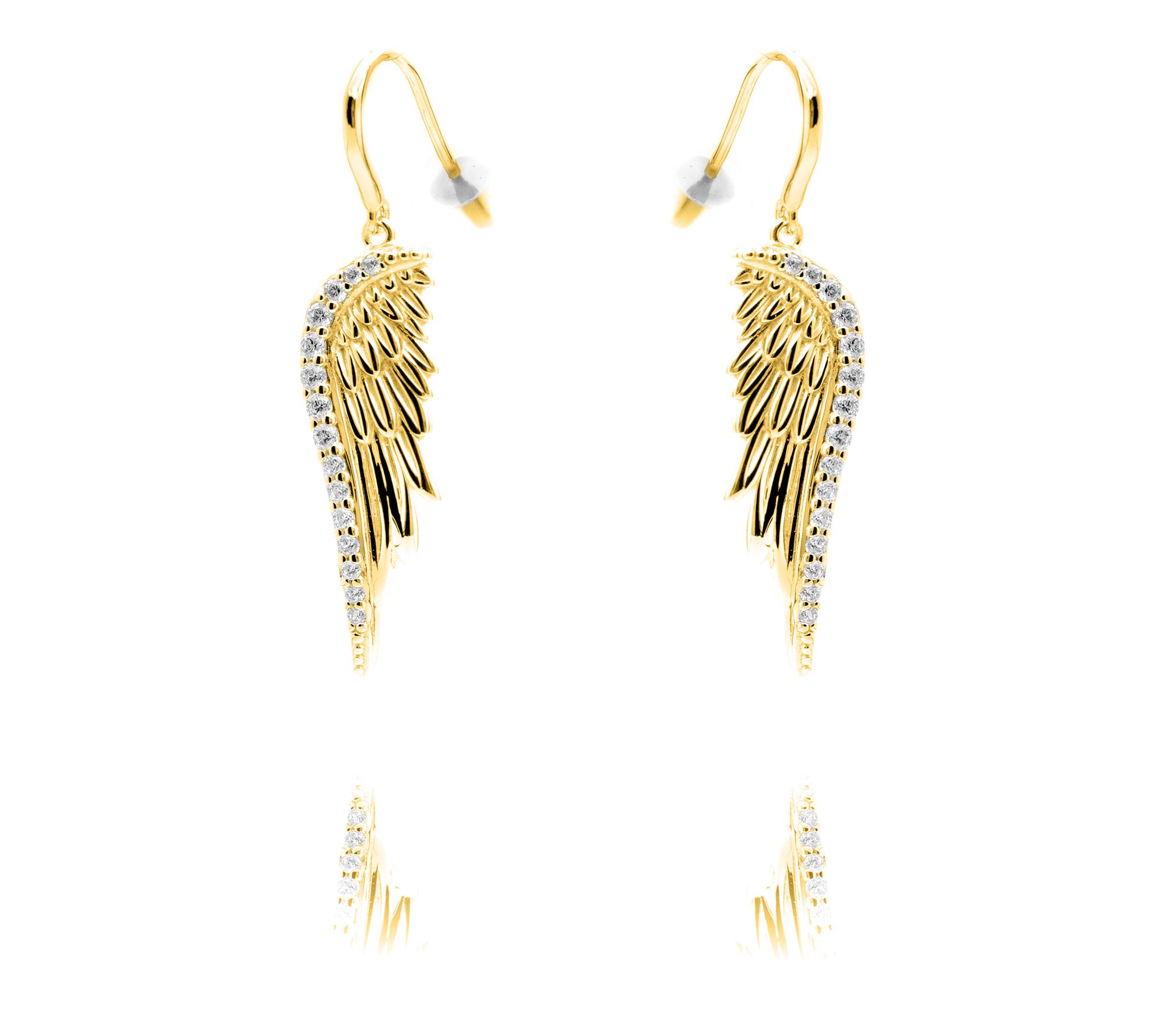 Diamonique Angel Design Dangle Earrings, Sterling Silver