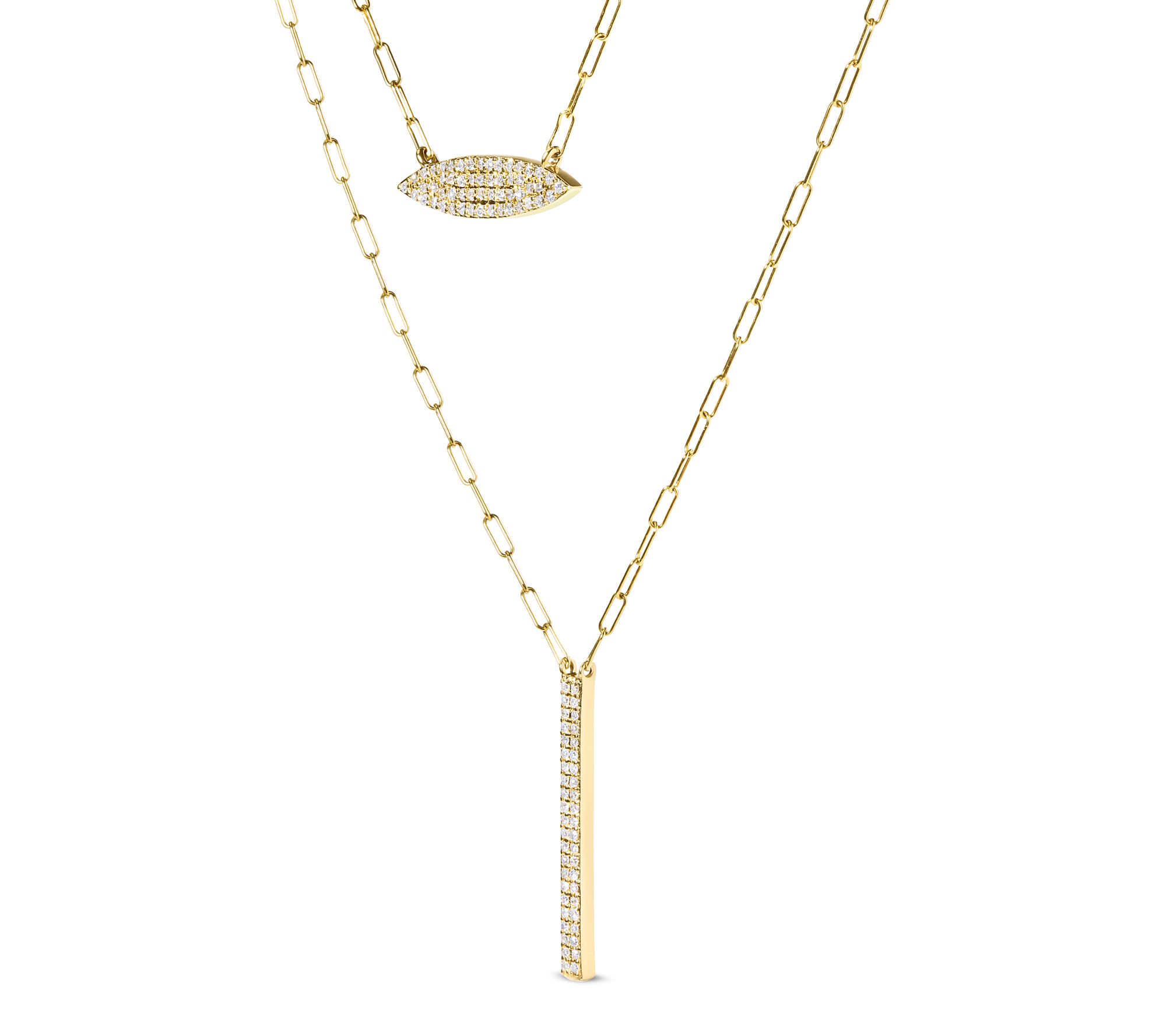 Haus of Brilliance 0.40 cttw Diamond Layered Necklace, 14K