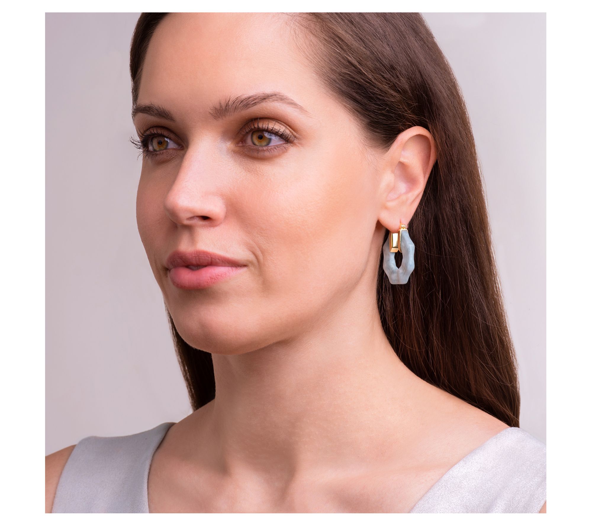 18K Gold Plated Jade Hoop Earrings