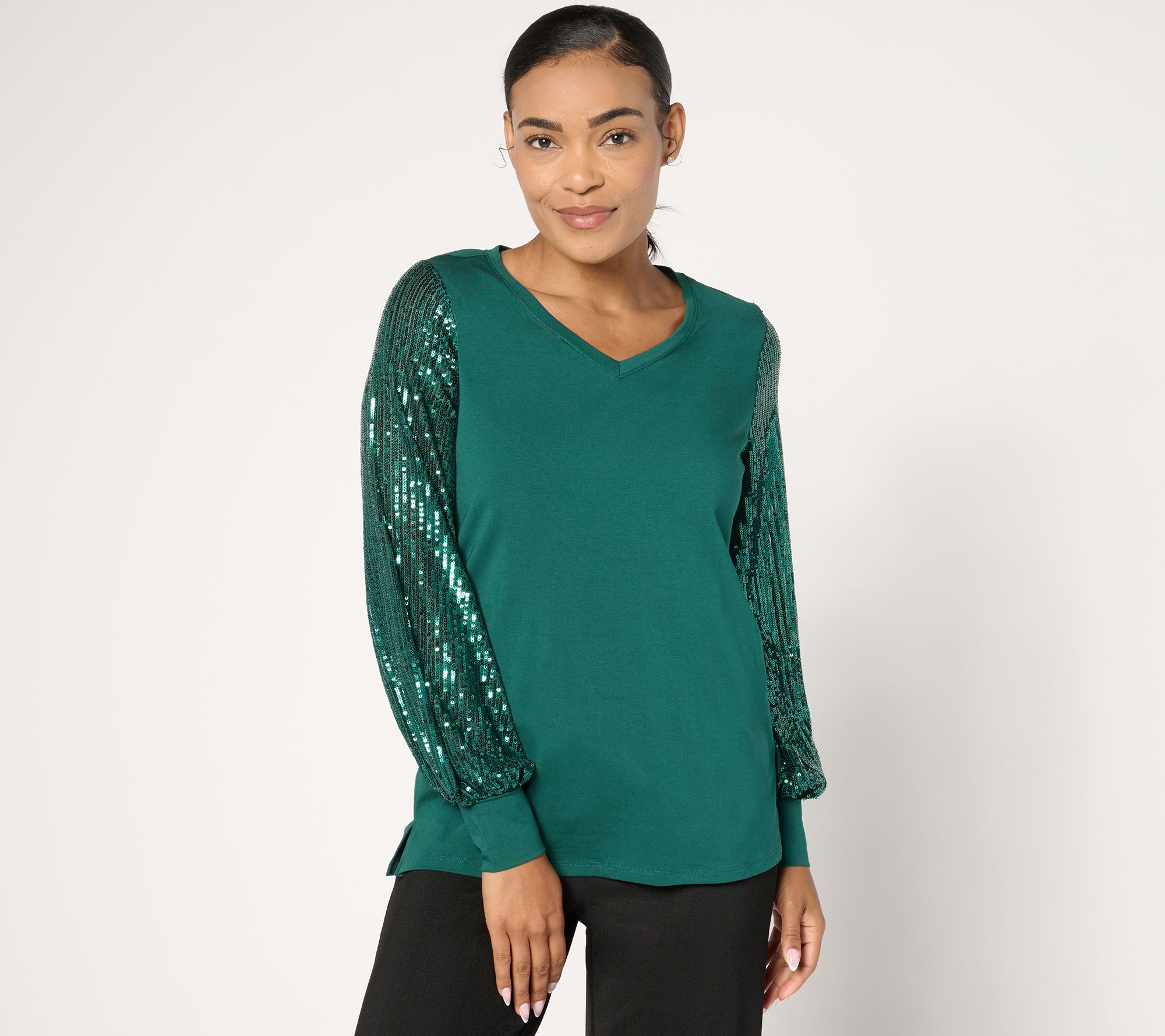 Jingle Belles by Kim Gravel TripleLuxe Knit Sequin Top Sequin Top