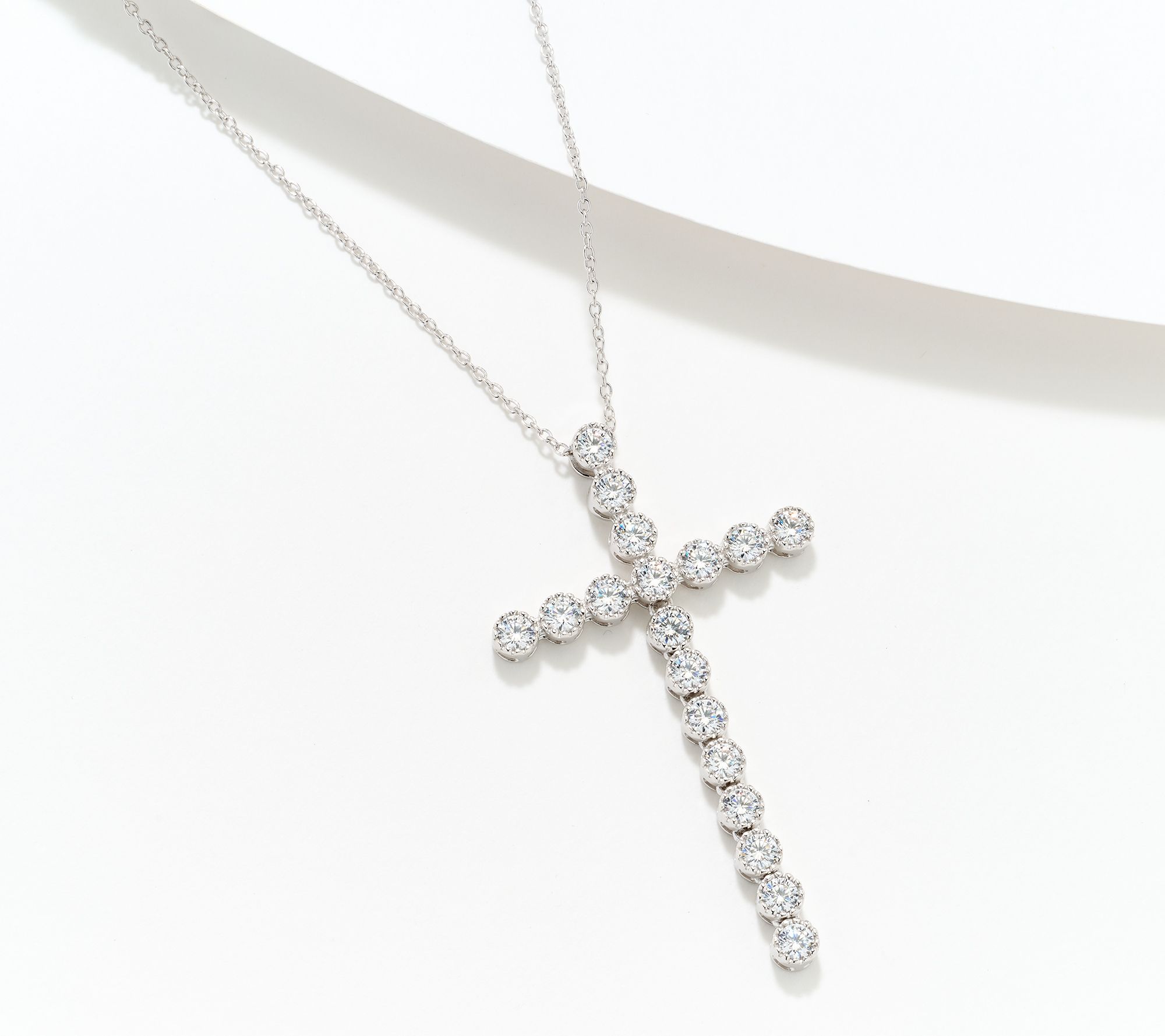 Diamonique x Jennifer Miller Flexible Cross Necklace, Sterling Silver