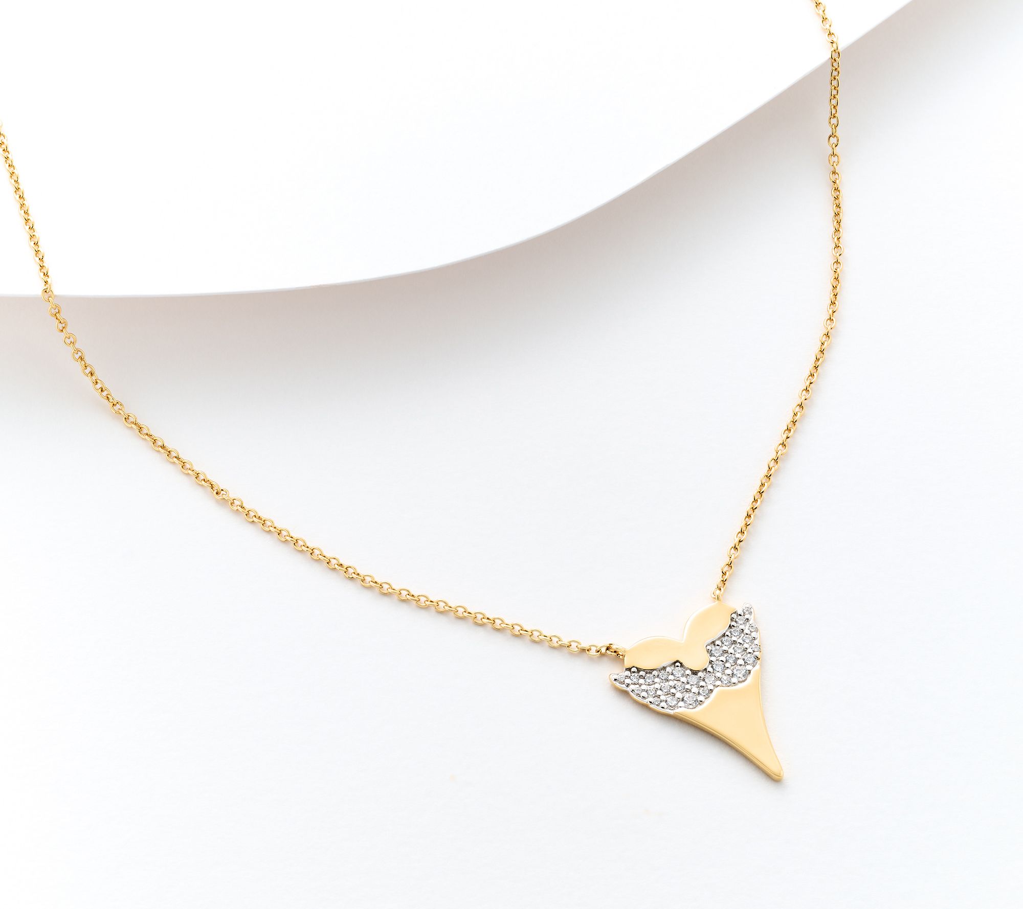 Diamonique x Jennifer Miller Heart Motif Necklace, 14K Gold Plated