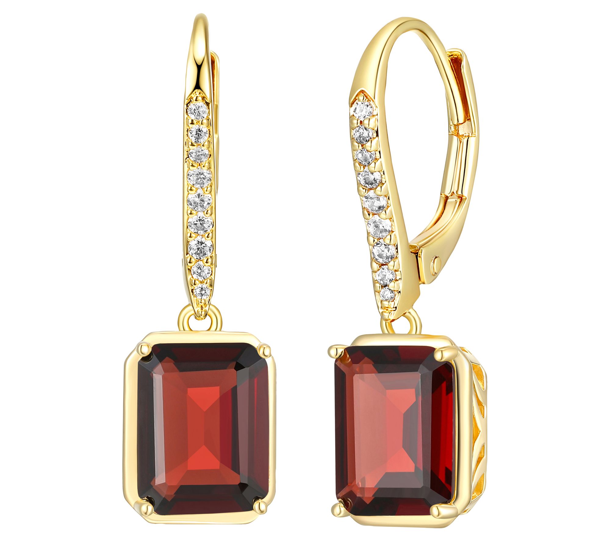 Affinity Gems Garnet & White Topaz Earrings, 18K Gold Plated