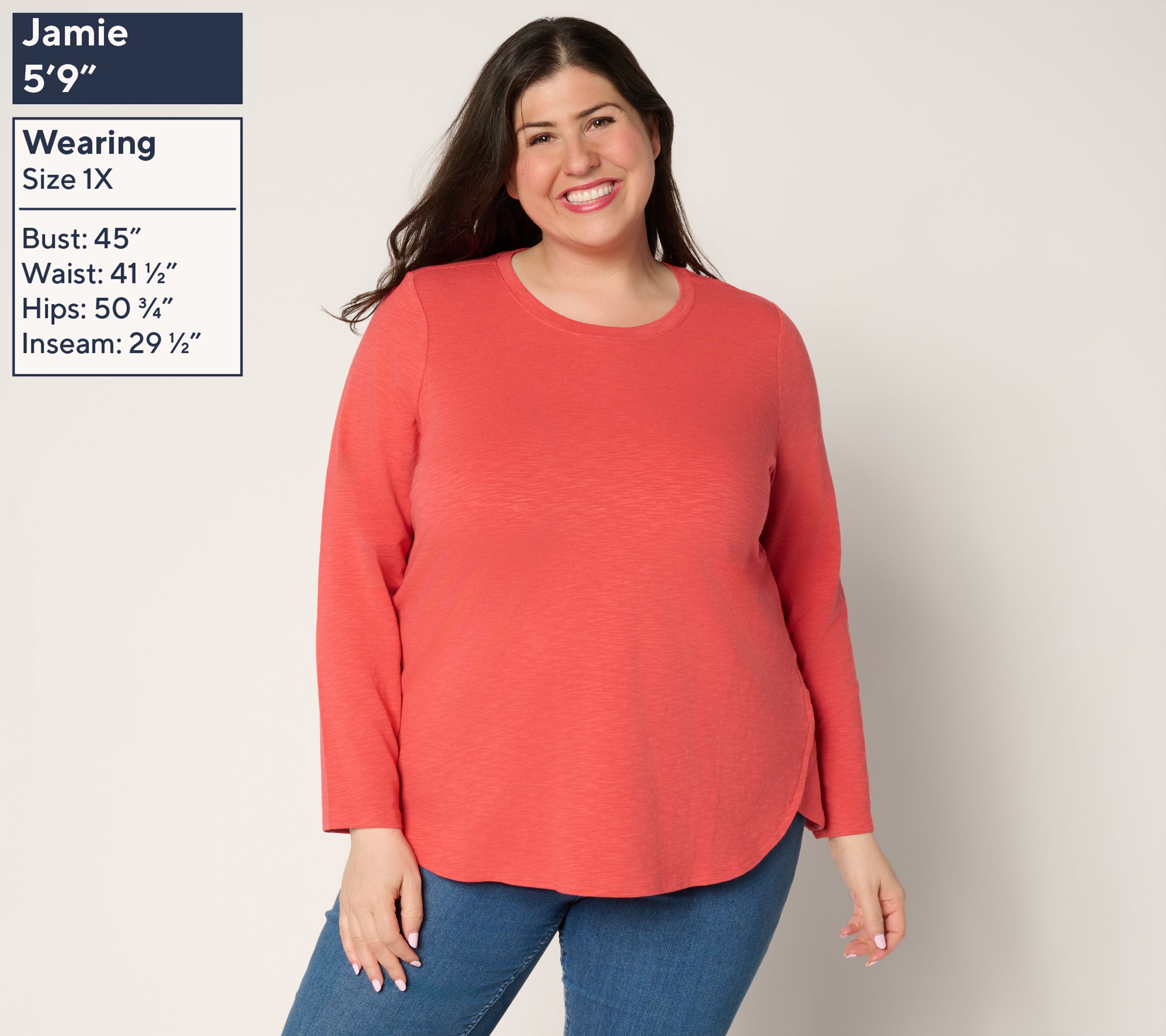 Denim & Co. Essentials Textured Knit Bracelet Sleeve Round Neck Top