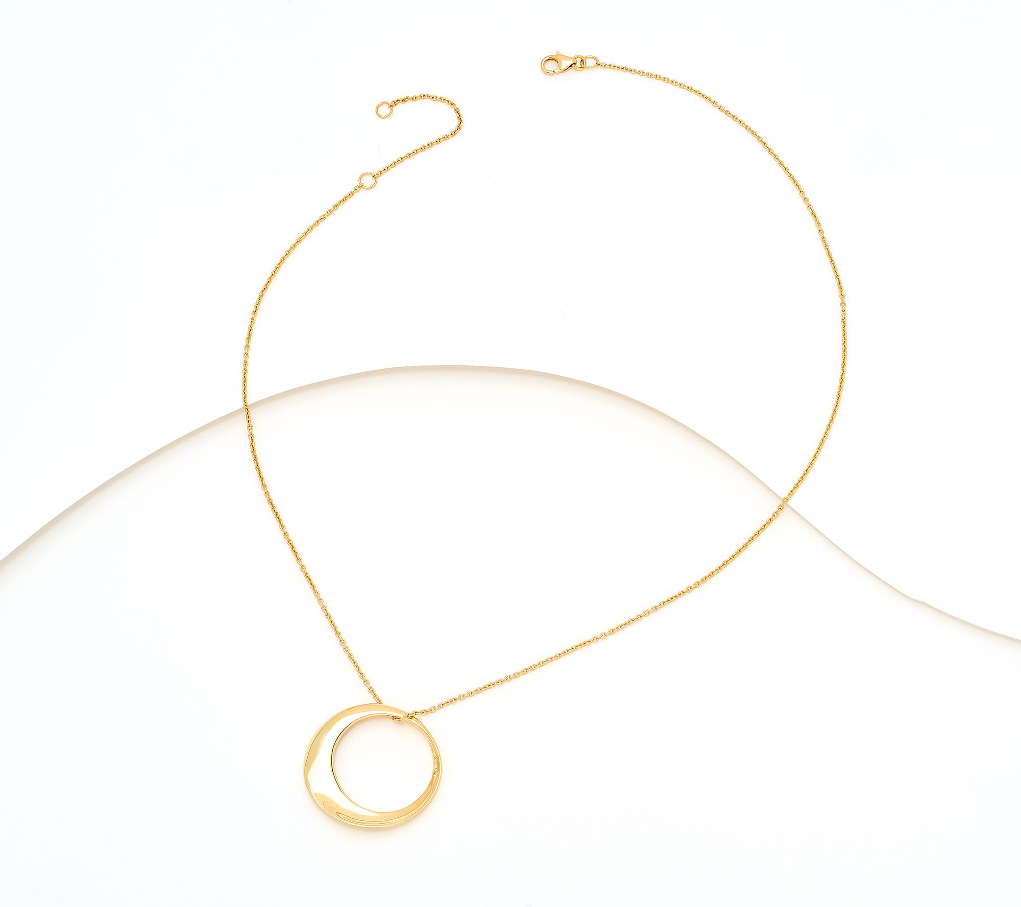 Silver Style Open Circle Sculpture Necklace, Sterling Silver