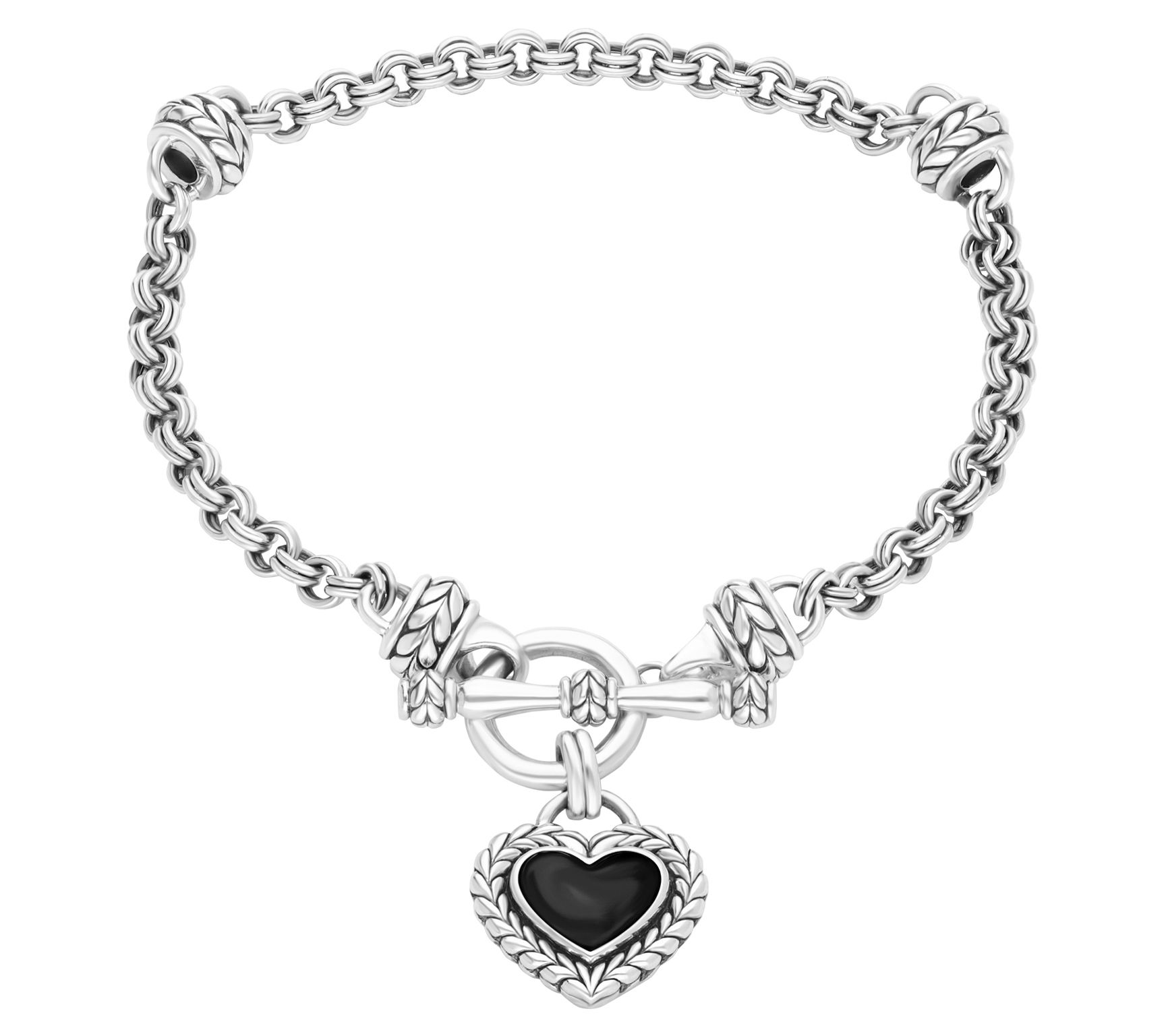 Tiffany Kay Studio Sterling Herringbone Onyx He art Bracelet