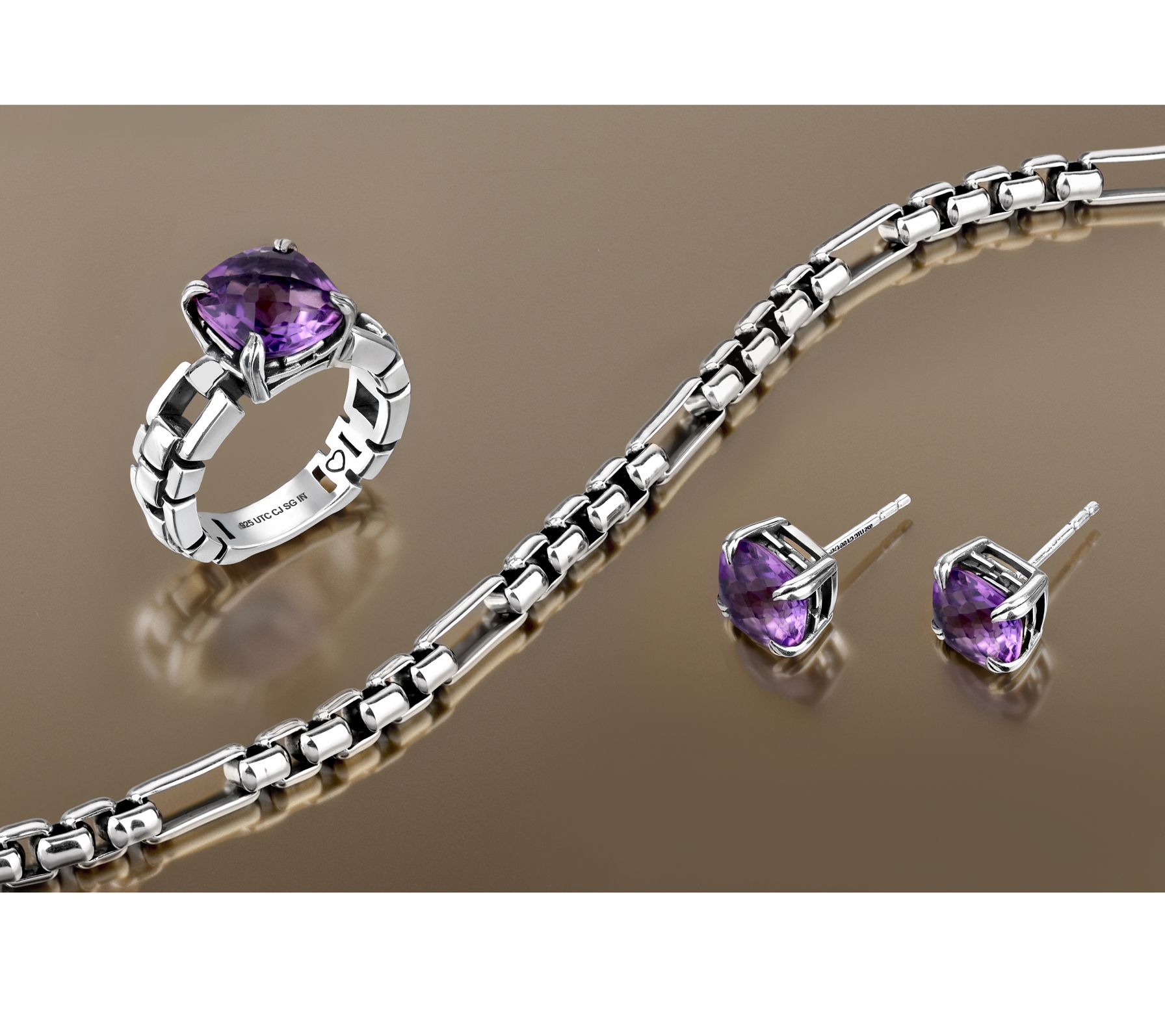 Christian James by Scott Grimes Sterling Silver Cushion Cut Stud Earrings