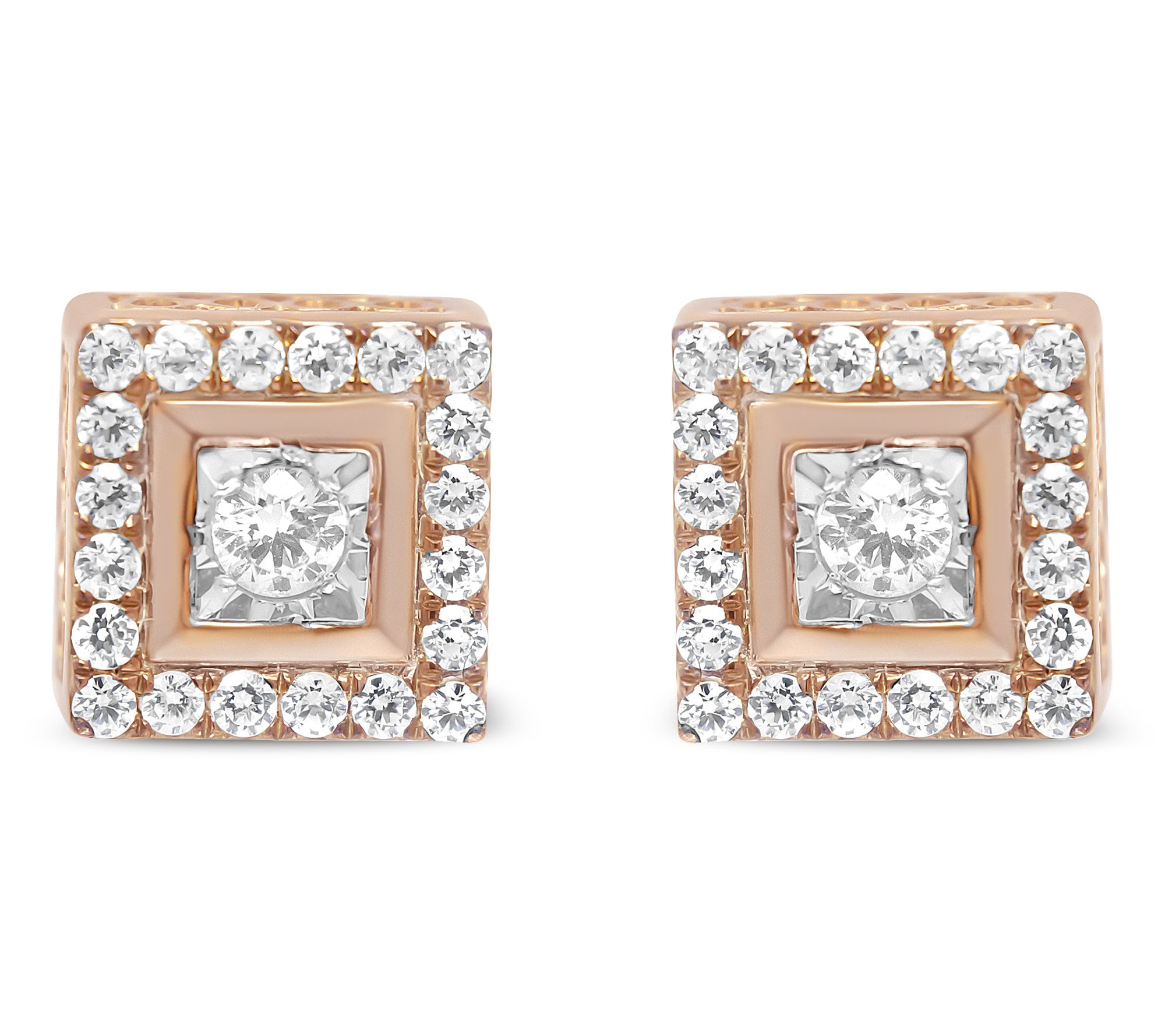 Haus of Brilliance 0.50 cttw Diamond Earrings,14K Rose Plated