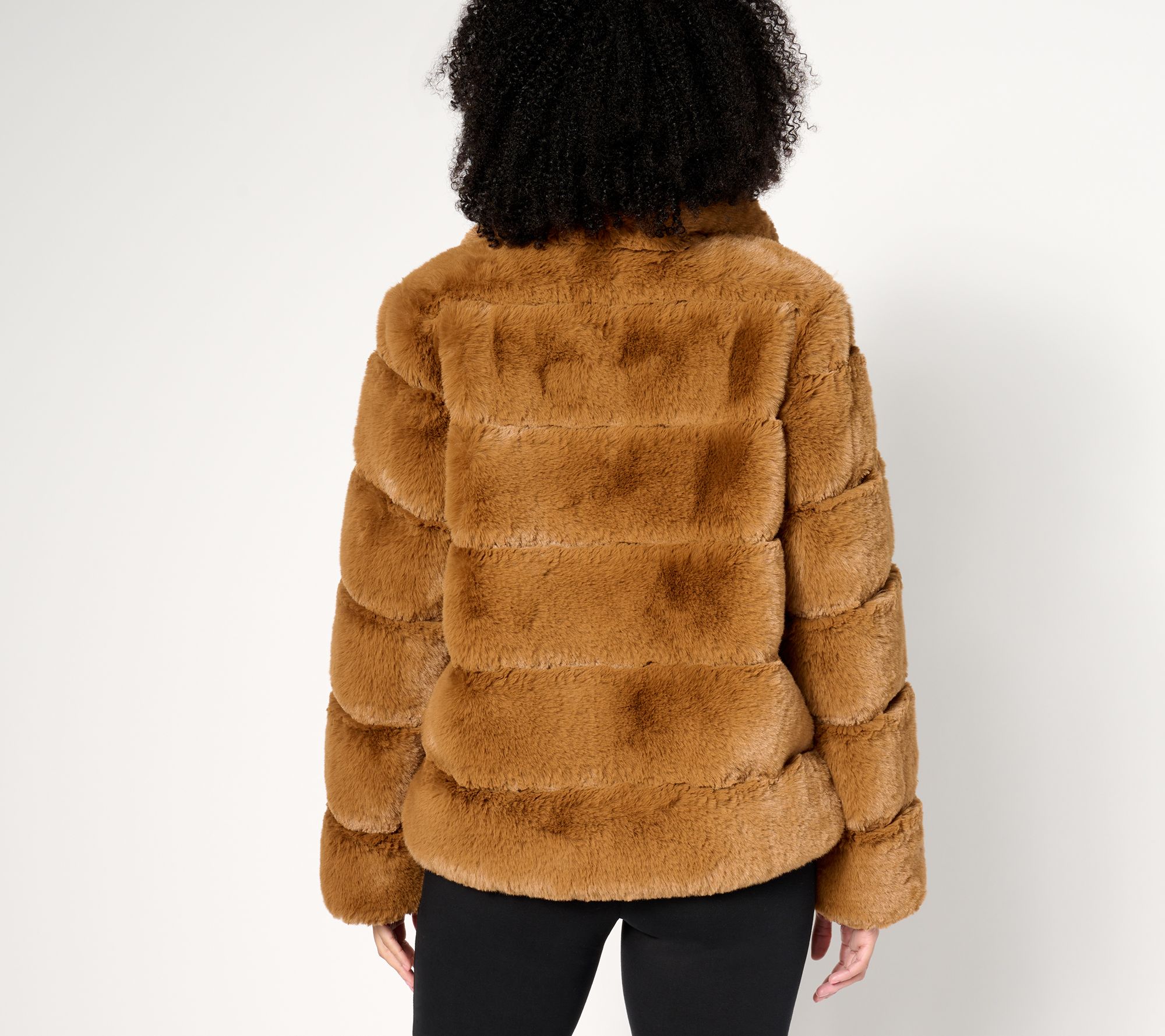 Dennis Basso Zip Front Sculpted Faux Fur Jacket