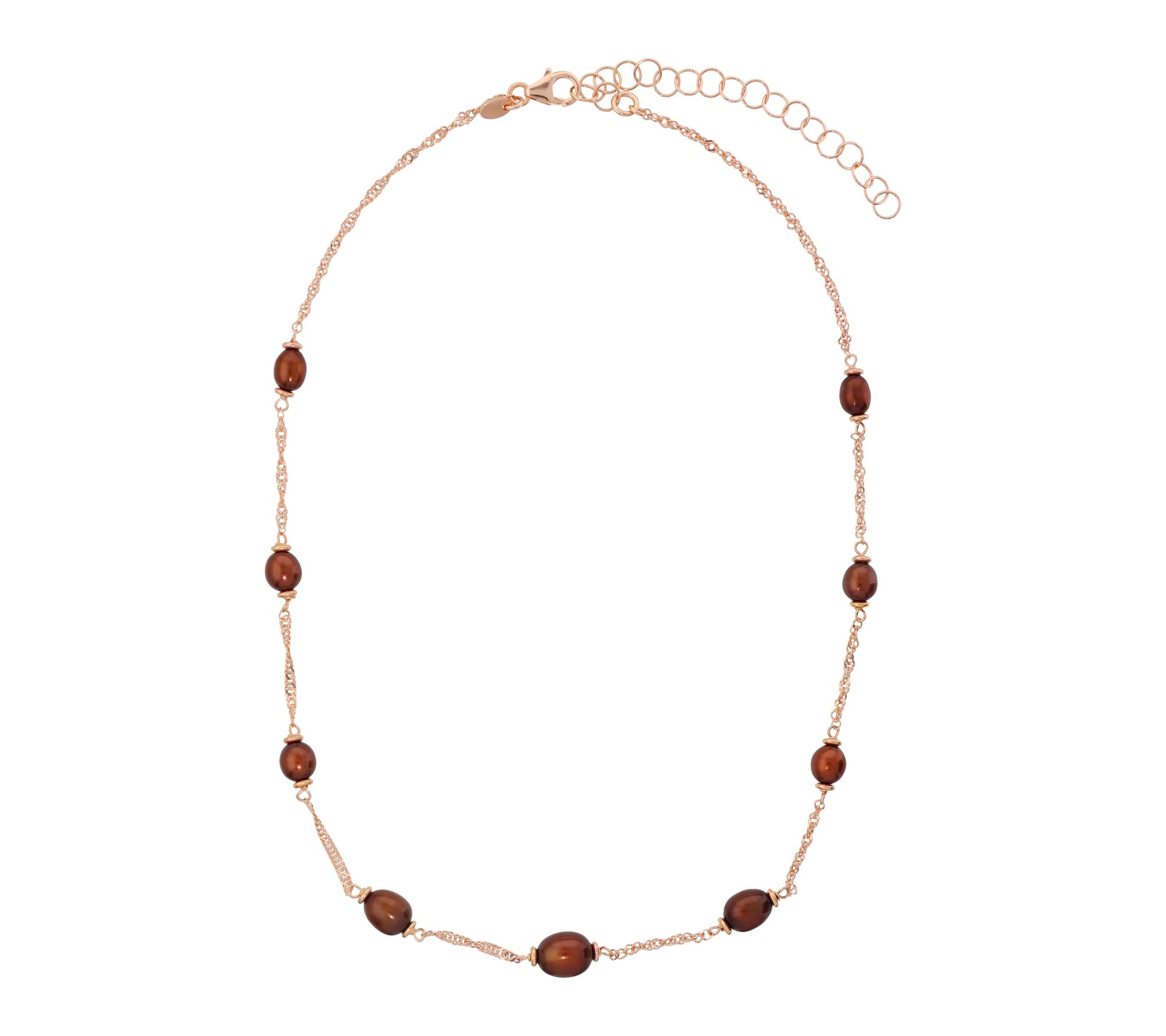 Honora Bronze Brown Cultured Pearl Station Necklace