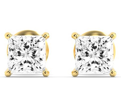 Fire Light 1.00 cttw Lab Grown Diamond Princess Earrings, 14K