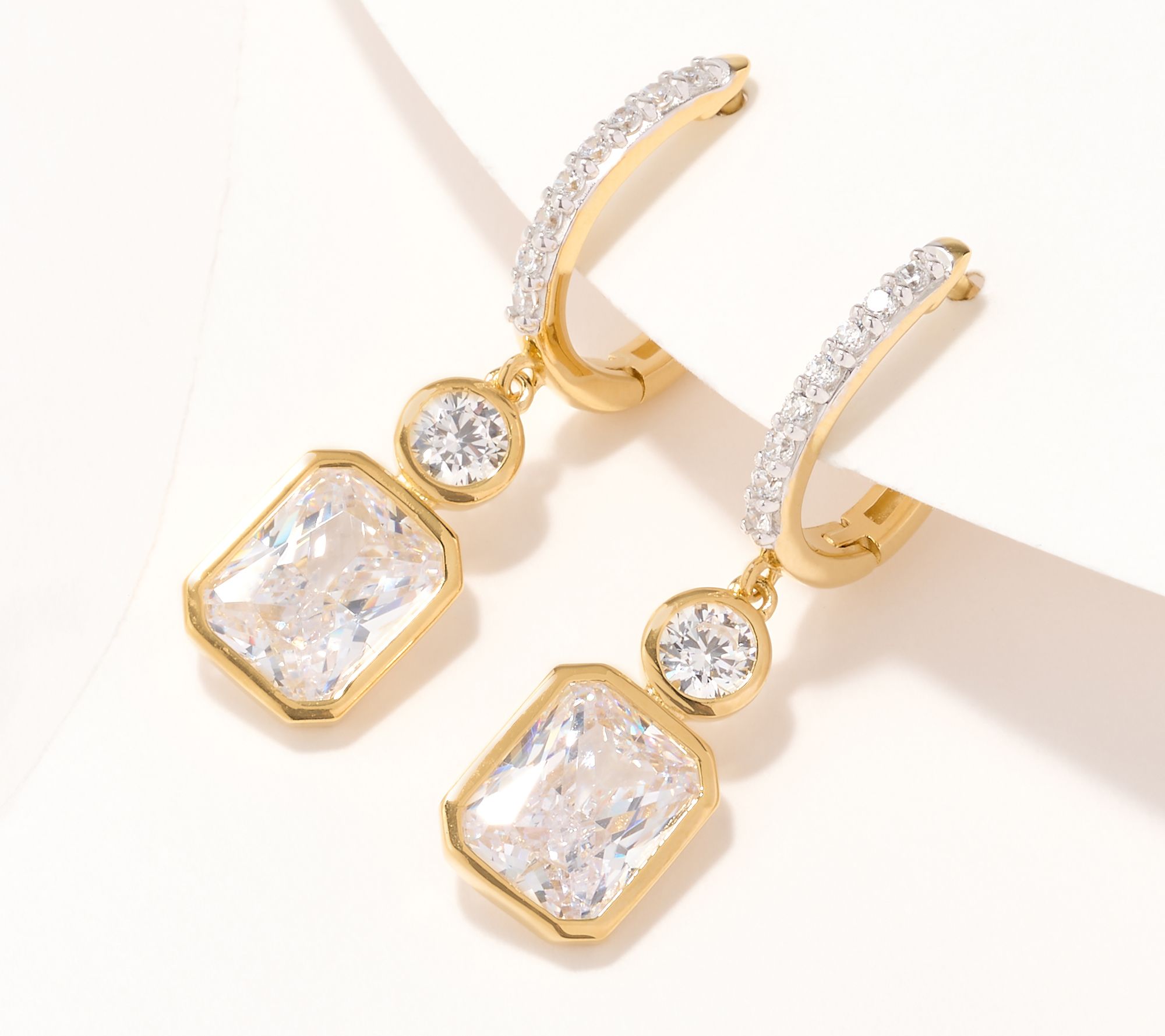 Diamonique x Jennifer Miller Asscher Drop Earrings, Sterling Silver