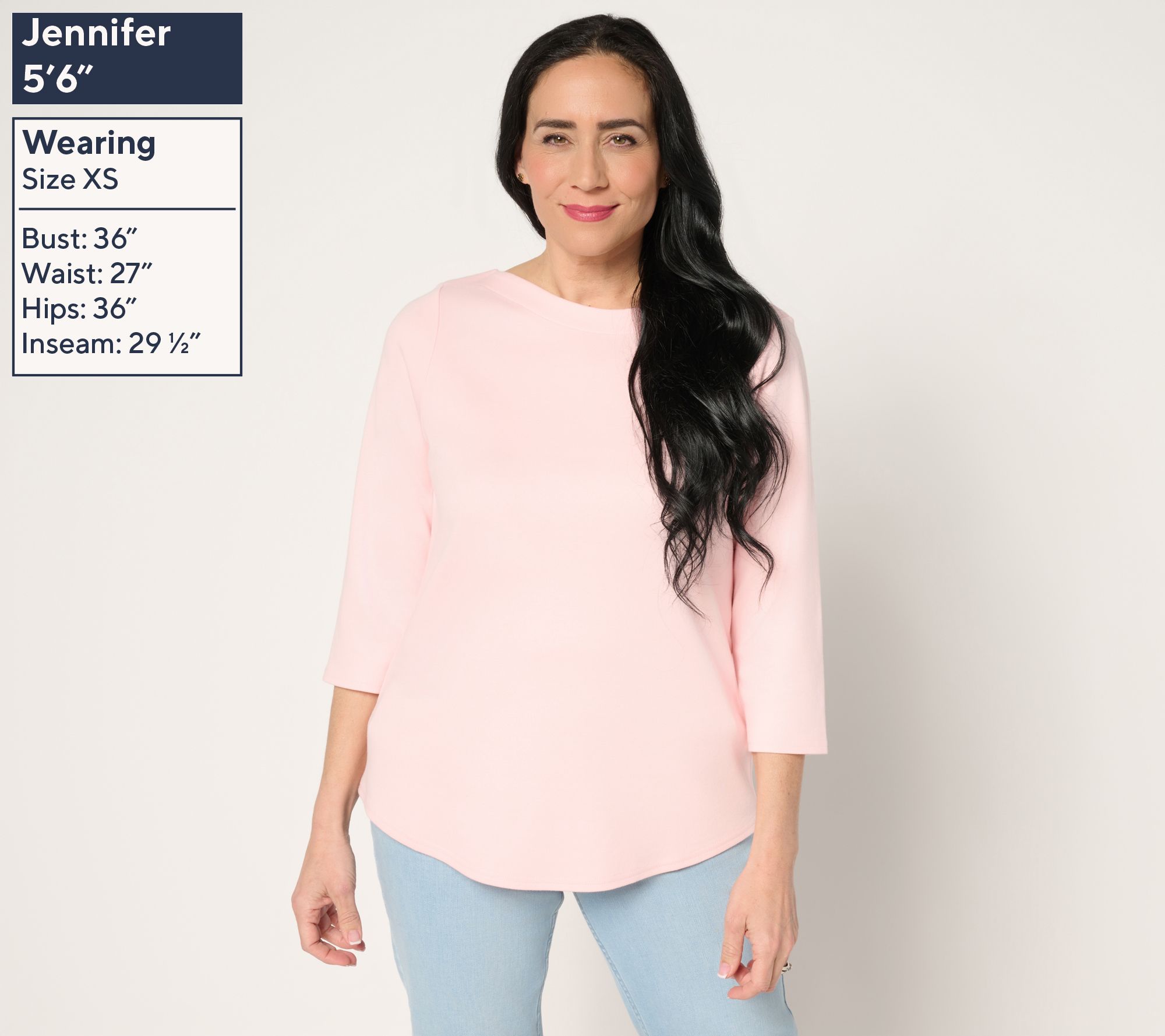 Martha Stewart Signature Bateau Neck 3/4 Sleeve Top