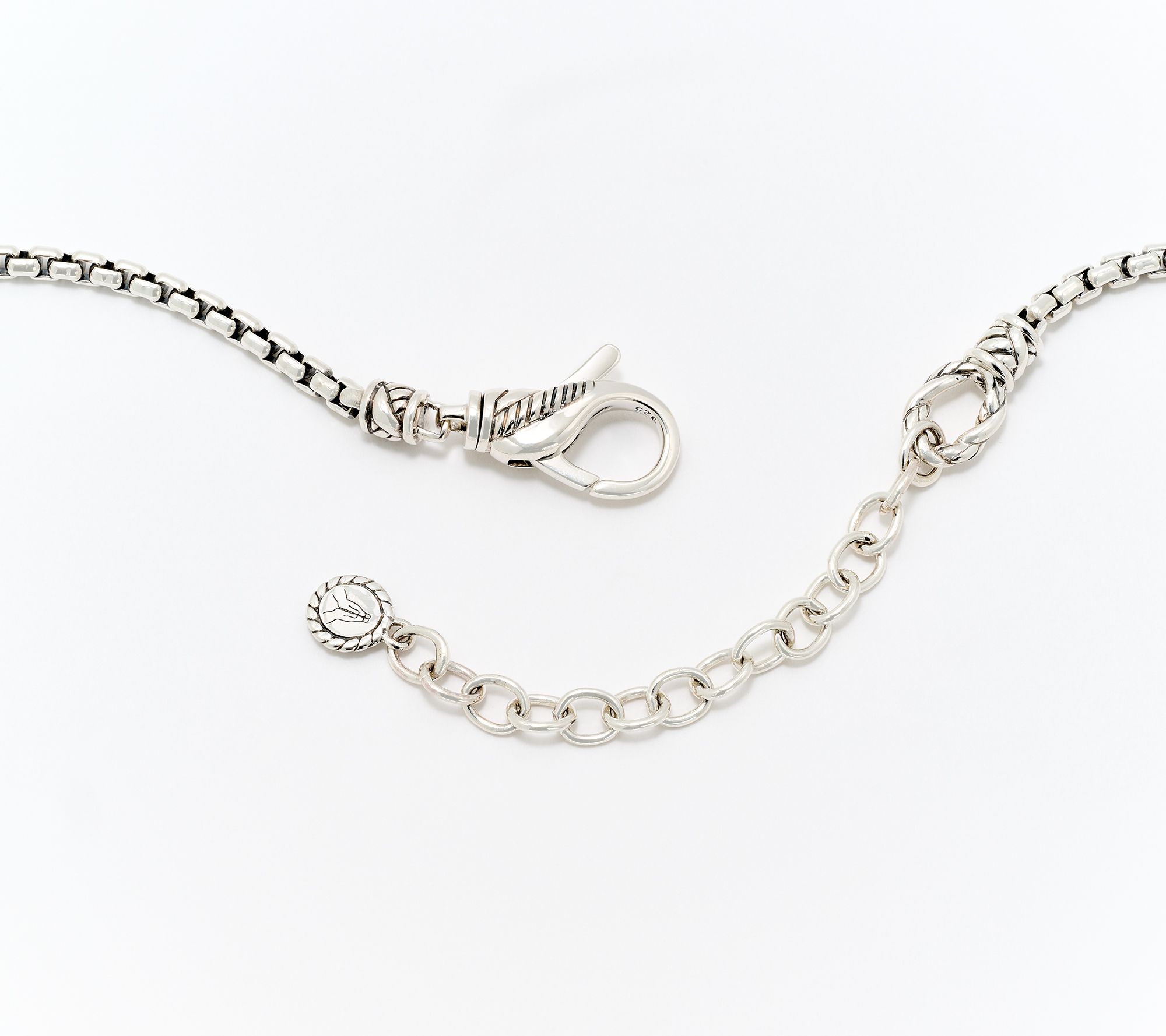 JAI Sterling Silver 2.7mm Box Chain Initial 18