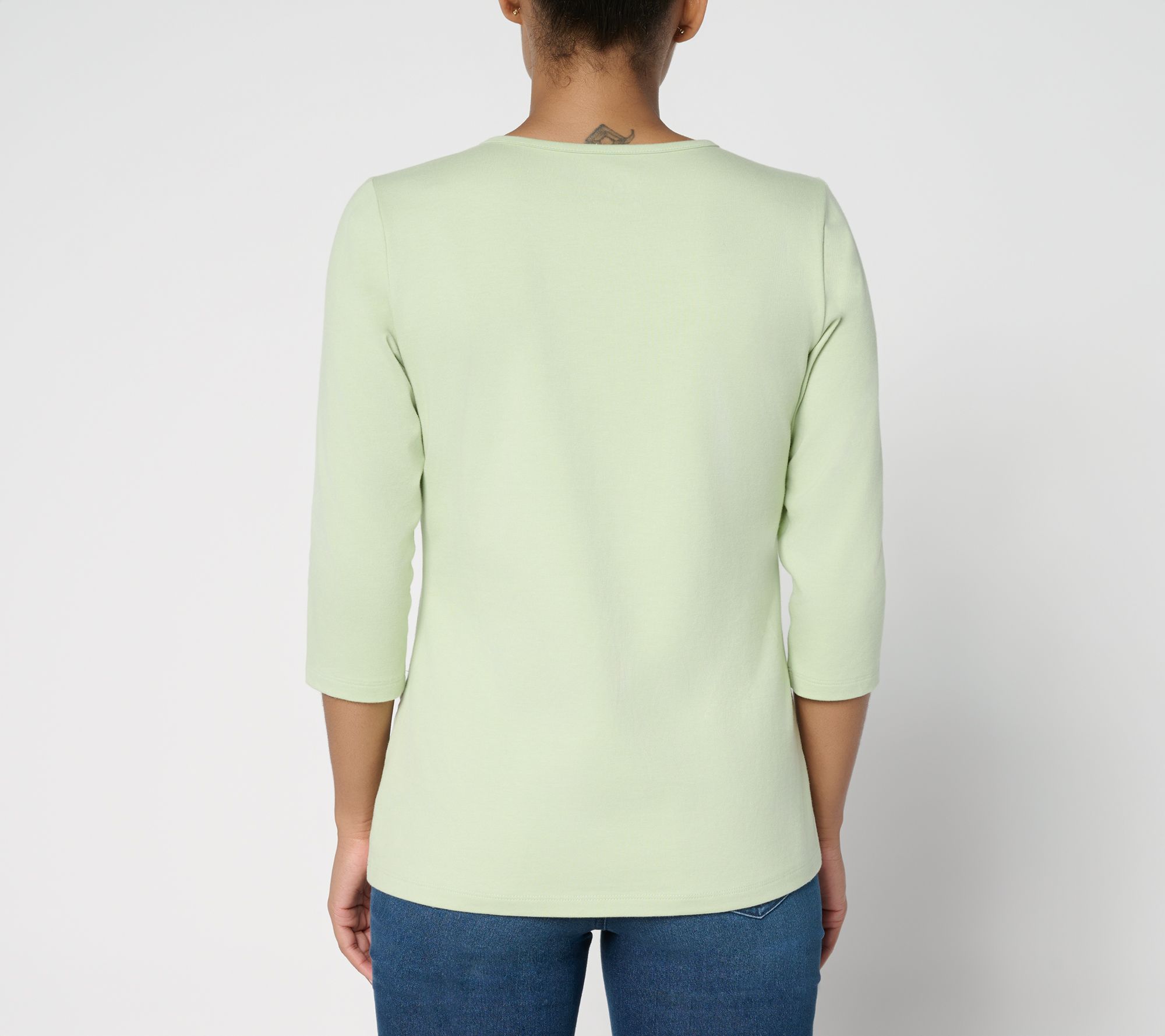 Denim & Co. Essentials Perfect Jersey Ballet Sleeve Tulip Hem Top