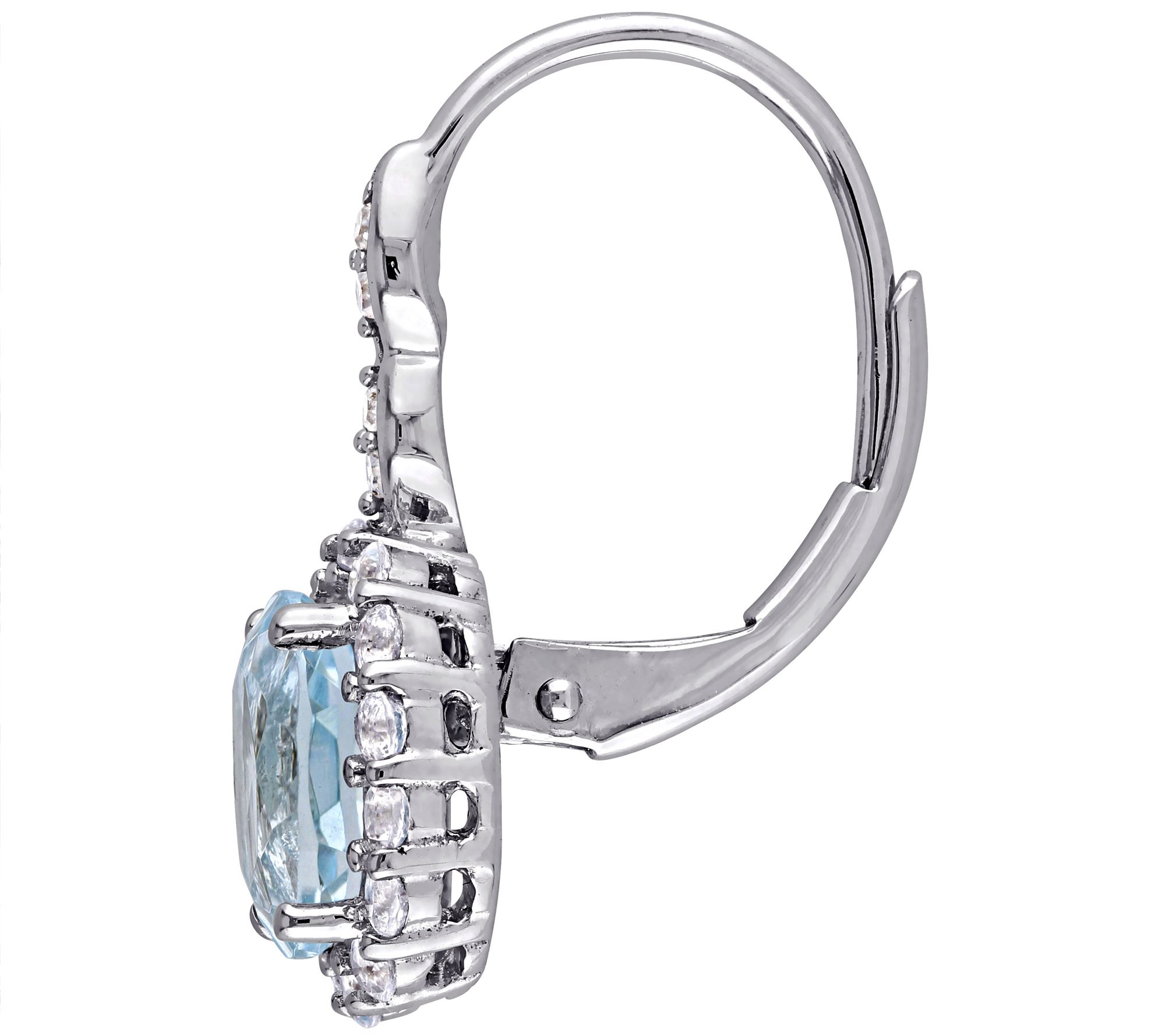 2.70 cttw Blue Topaz & White Topaz Earrings, 14K