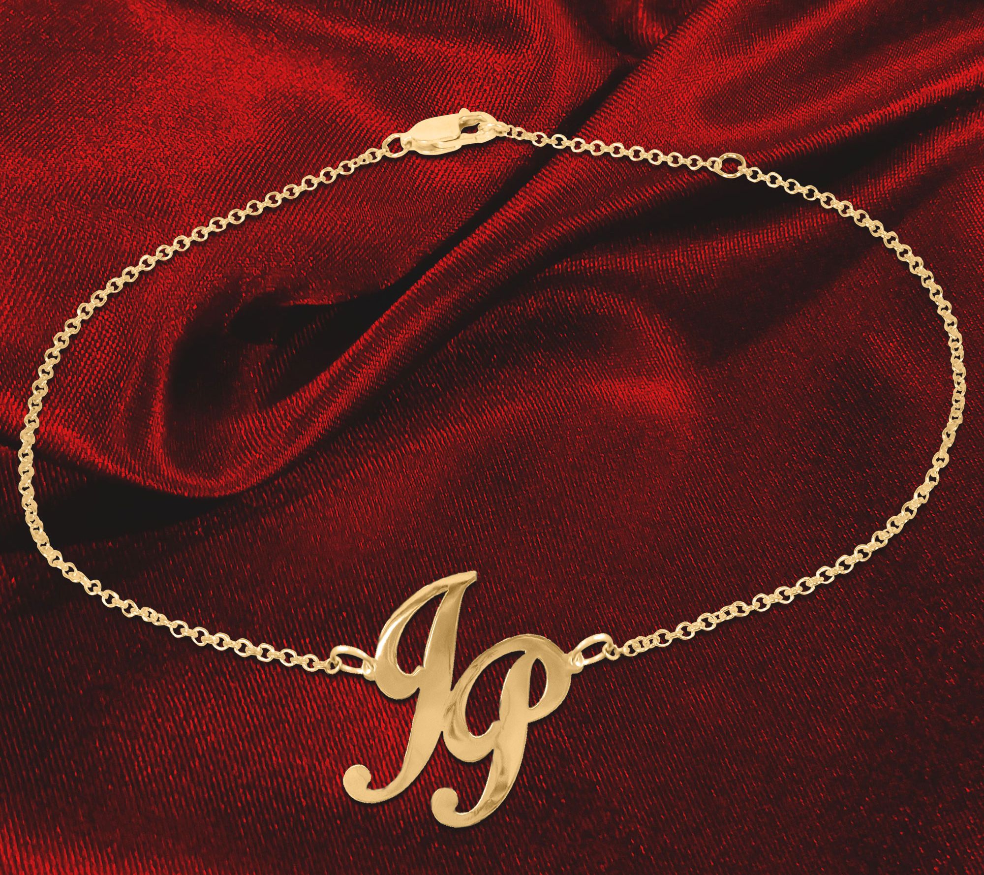 14K Gold Plated Personalized Monogram Ank le Bracelet