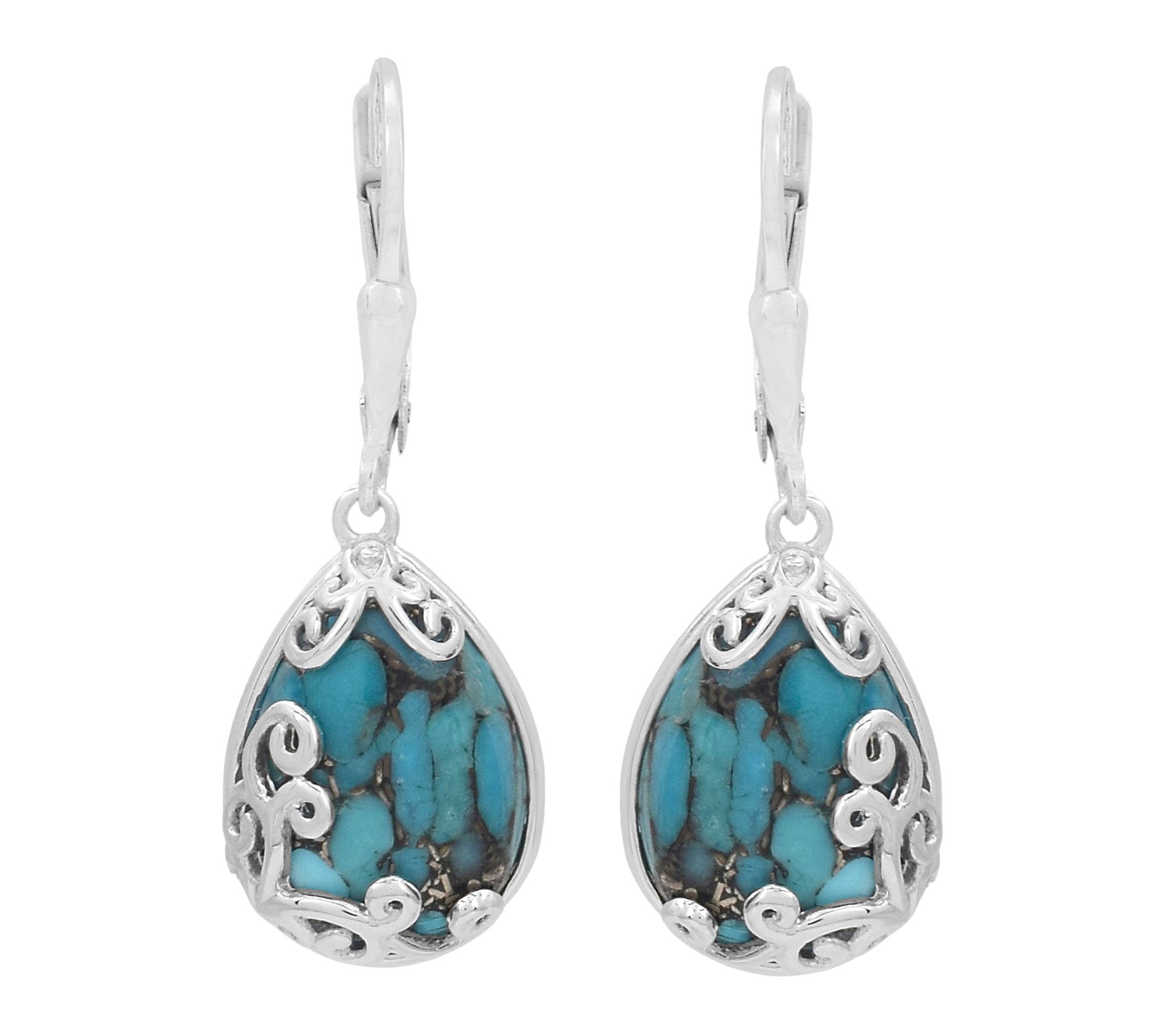 Artisan Crafted Sterling Silver Turquoise Dangle Earrings