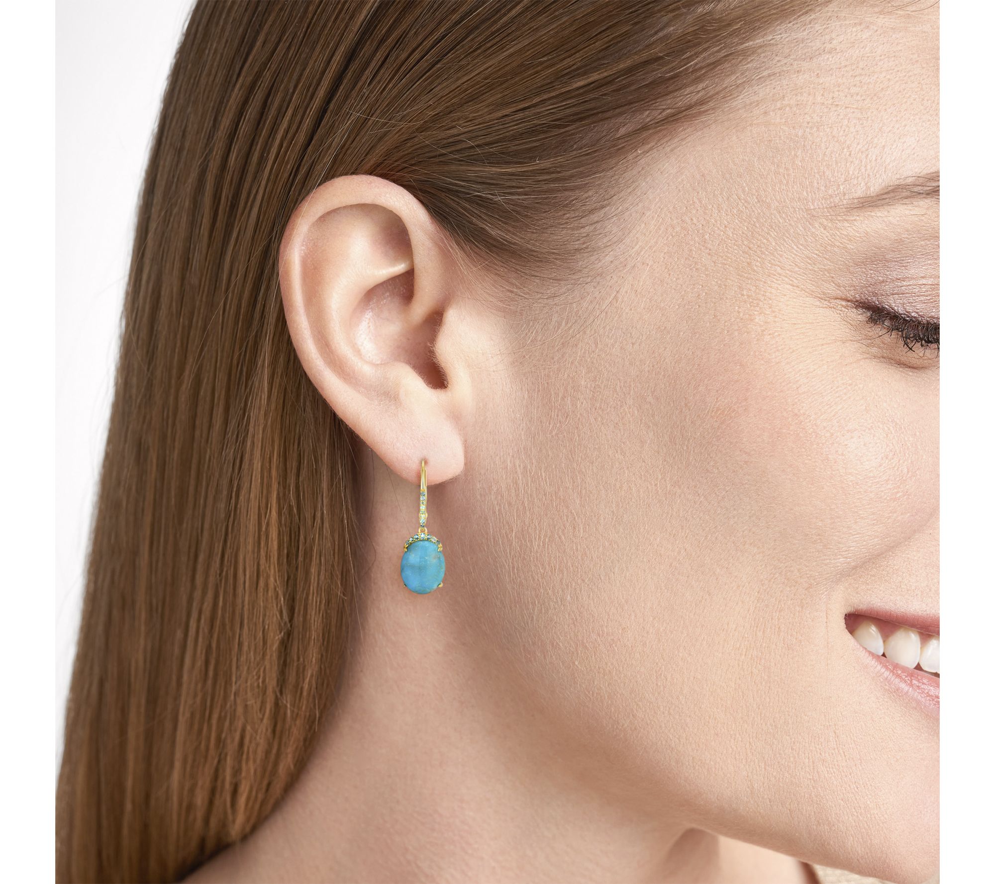 Affinity Gems Turquoise & Topaz Earrings, 18k Plated Sterling