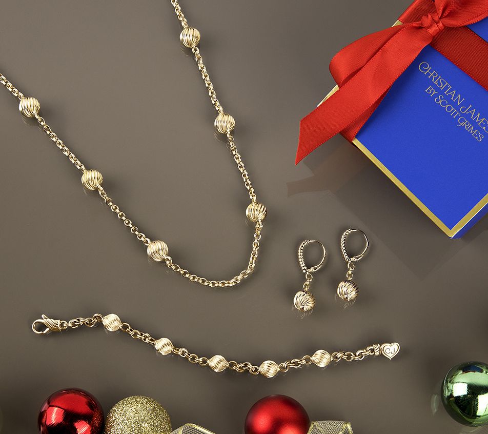 Christian James 14K Gold Clad Bead Station RoloLink Bracelet