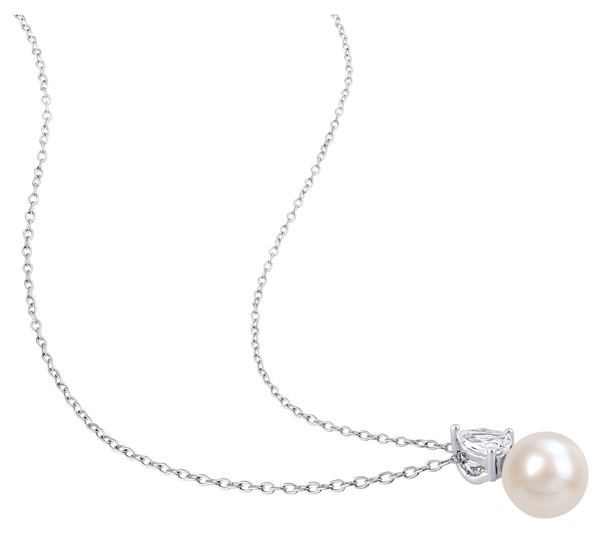 Affinity Cultured Pearl & Created White Sapphir e Necklace