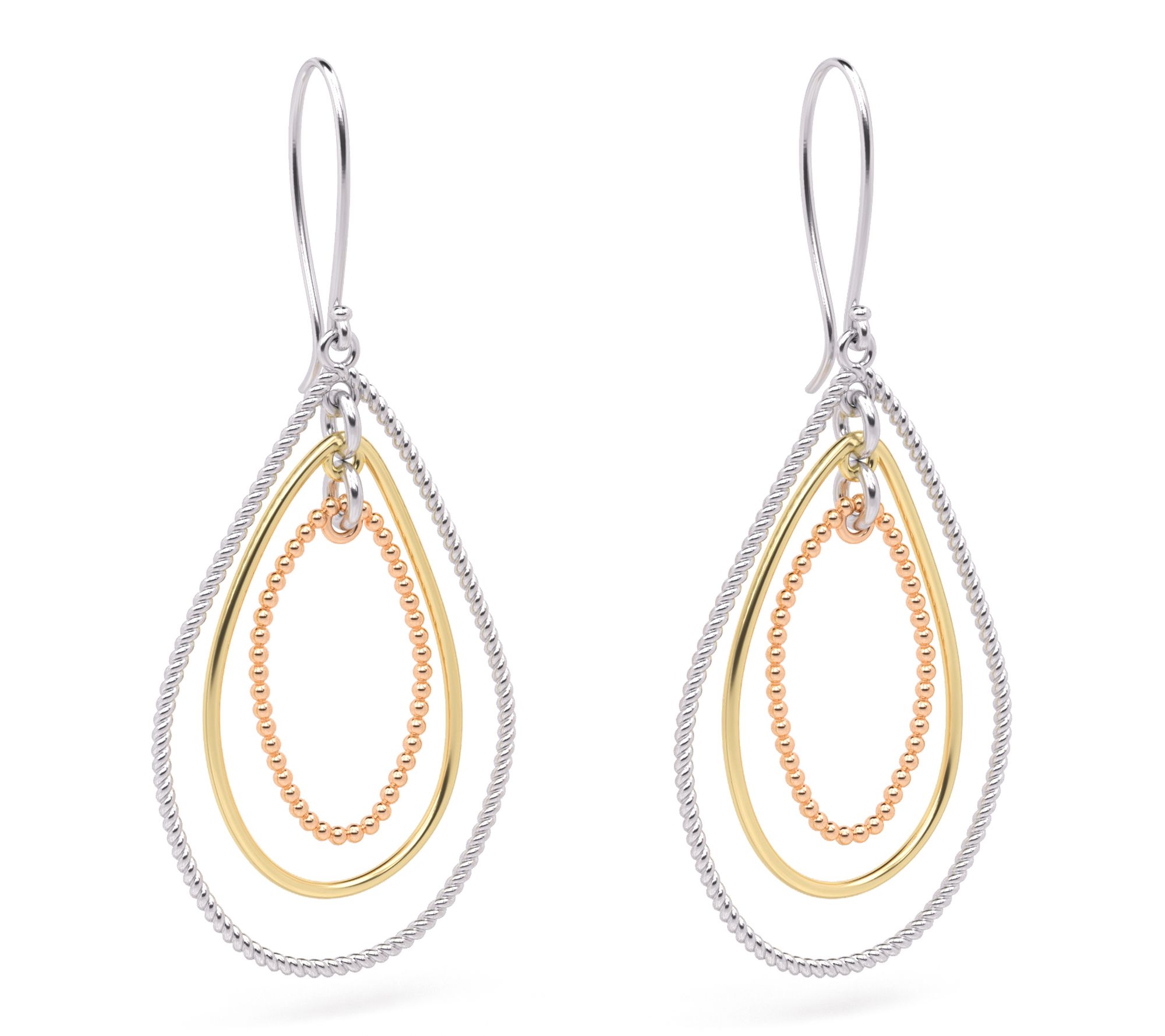 Or Paz Sterling Silver Tri-Tone Dangle Earrings