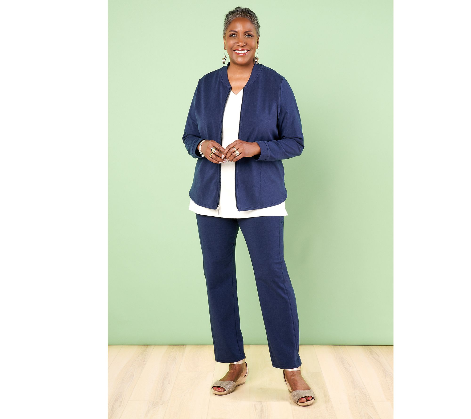 Denim & Co. Active Regular Duo Stretch Slim Straight Ankle Pant