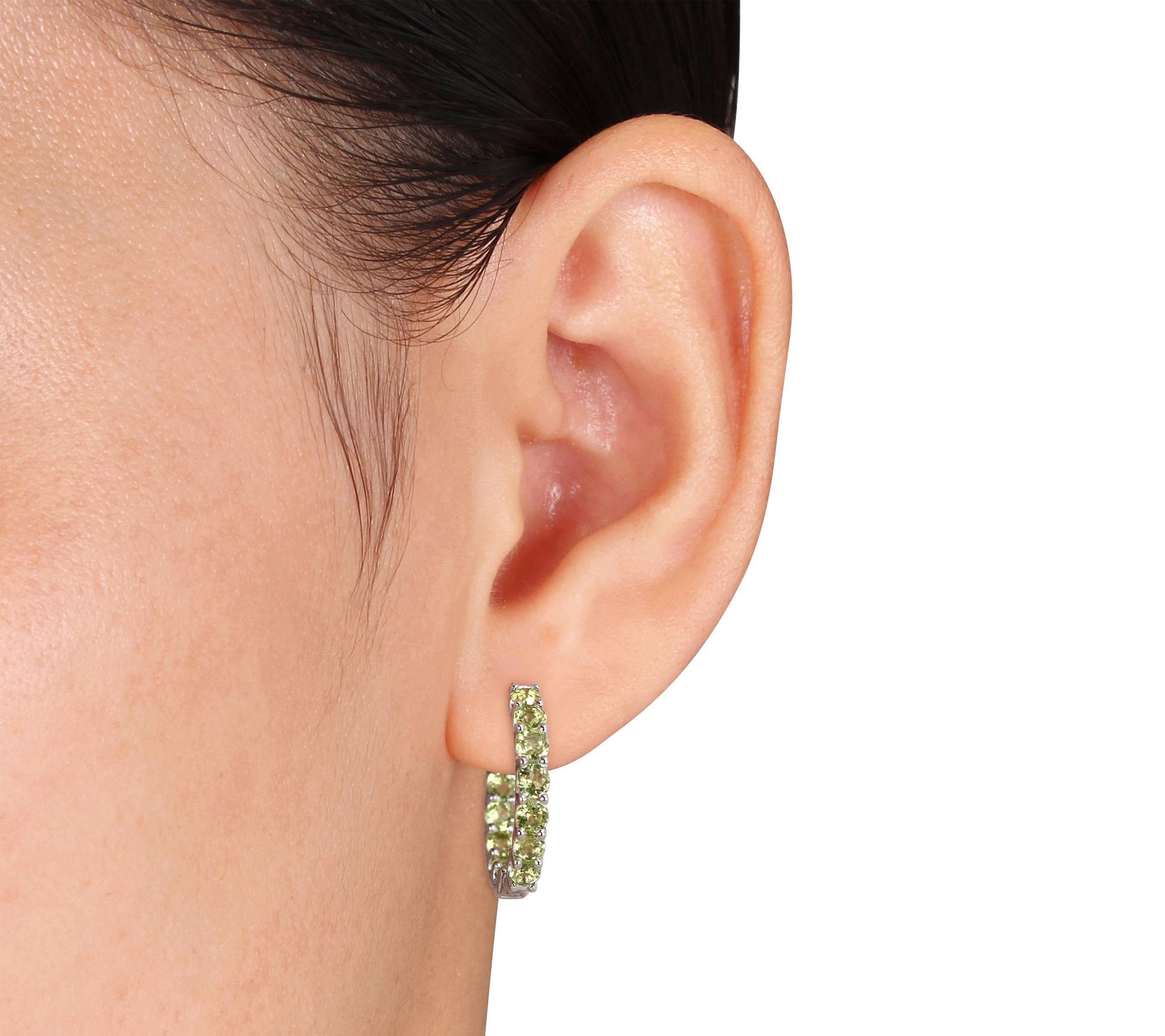 Sterling Silver 3.80 cttw Peridot Hoop Earrings