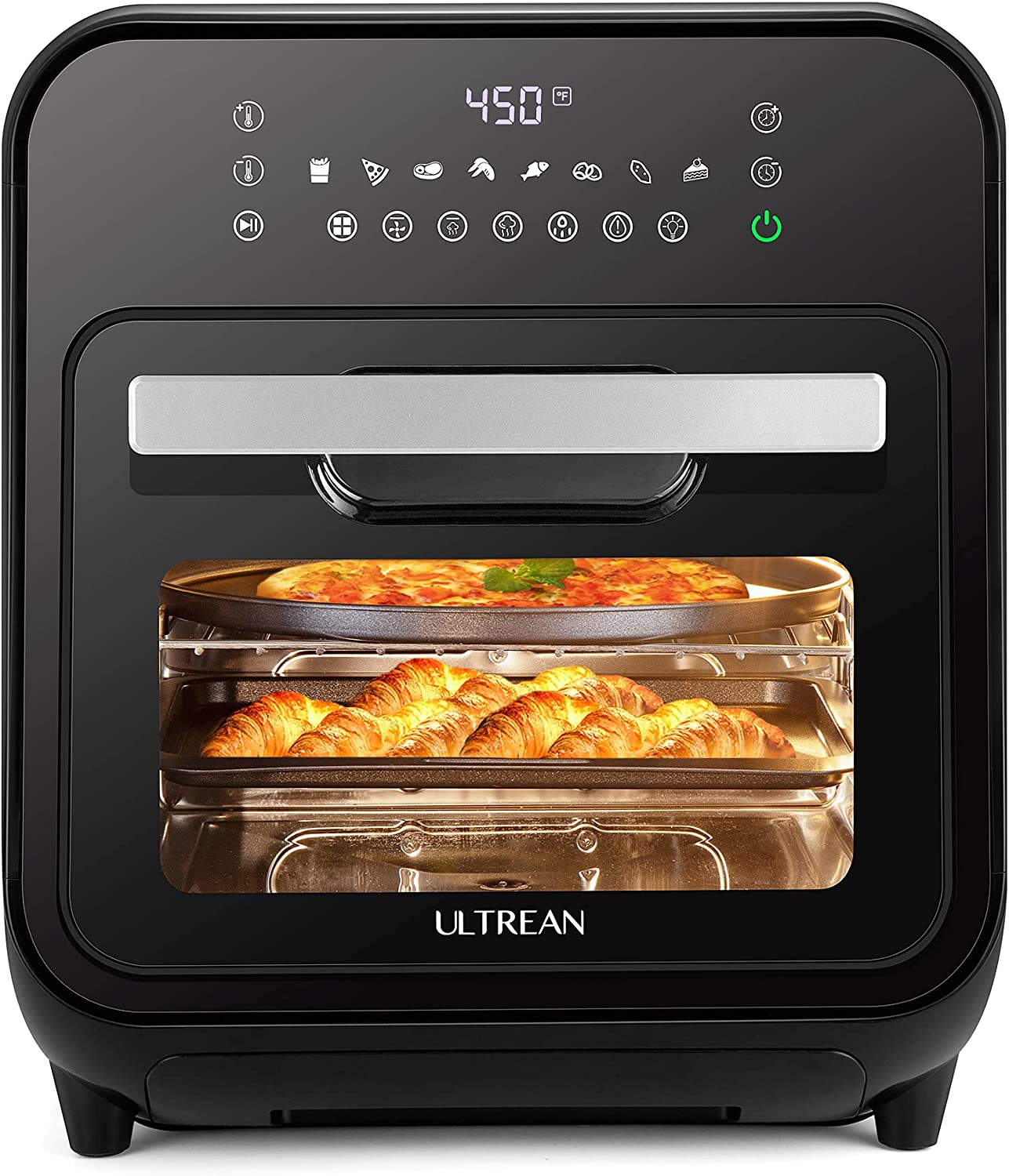 Ultrean 16 Quart Steam Air Fryer Oven, 12-in-1 Steamer and Air Fryer Toaster Oven Combo, 8 Cooking Presets, Steam, Roast, Bake, Broil, Toast, Pizza, 3 Accessories & 50 Recipes Included