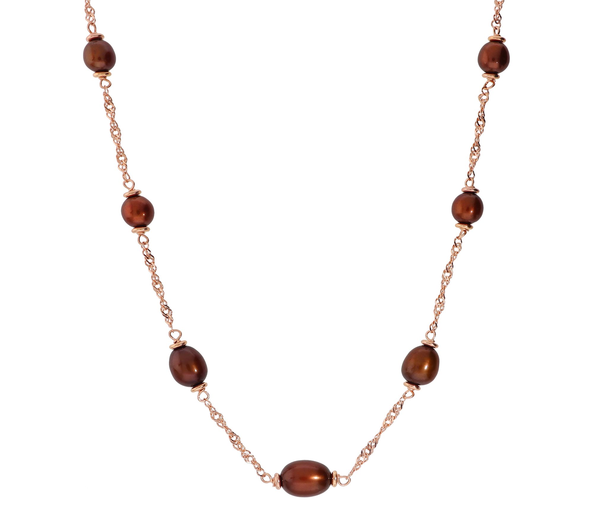 Honora Bronze Brown Cultured Pearl Station Necklace
