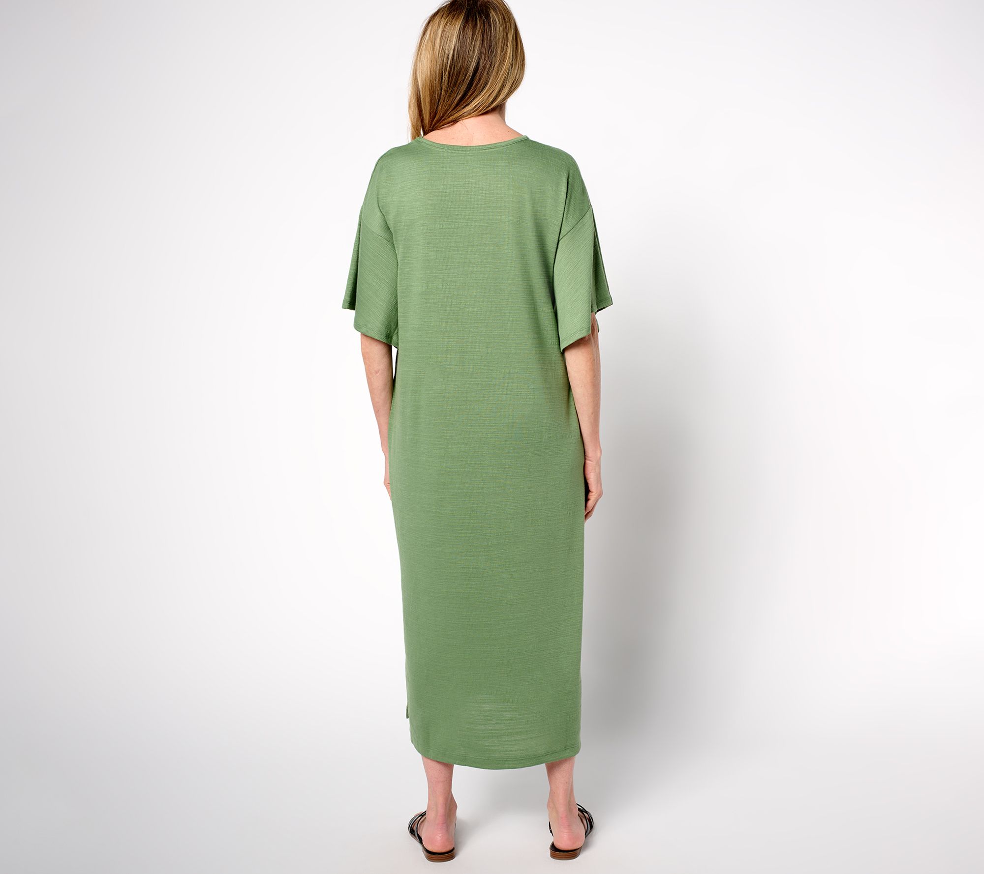 Stan Herman Crepe Knit Reg V-Neck Caftan