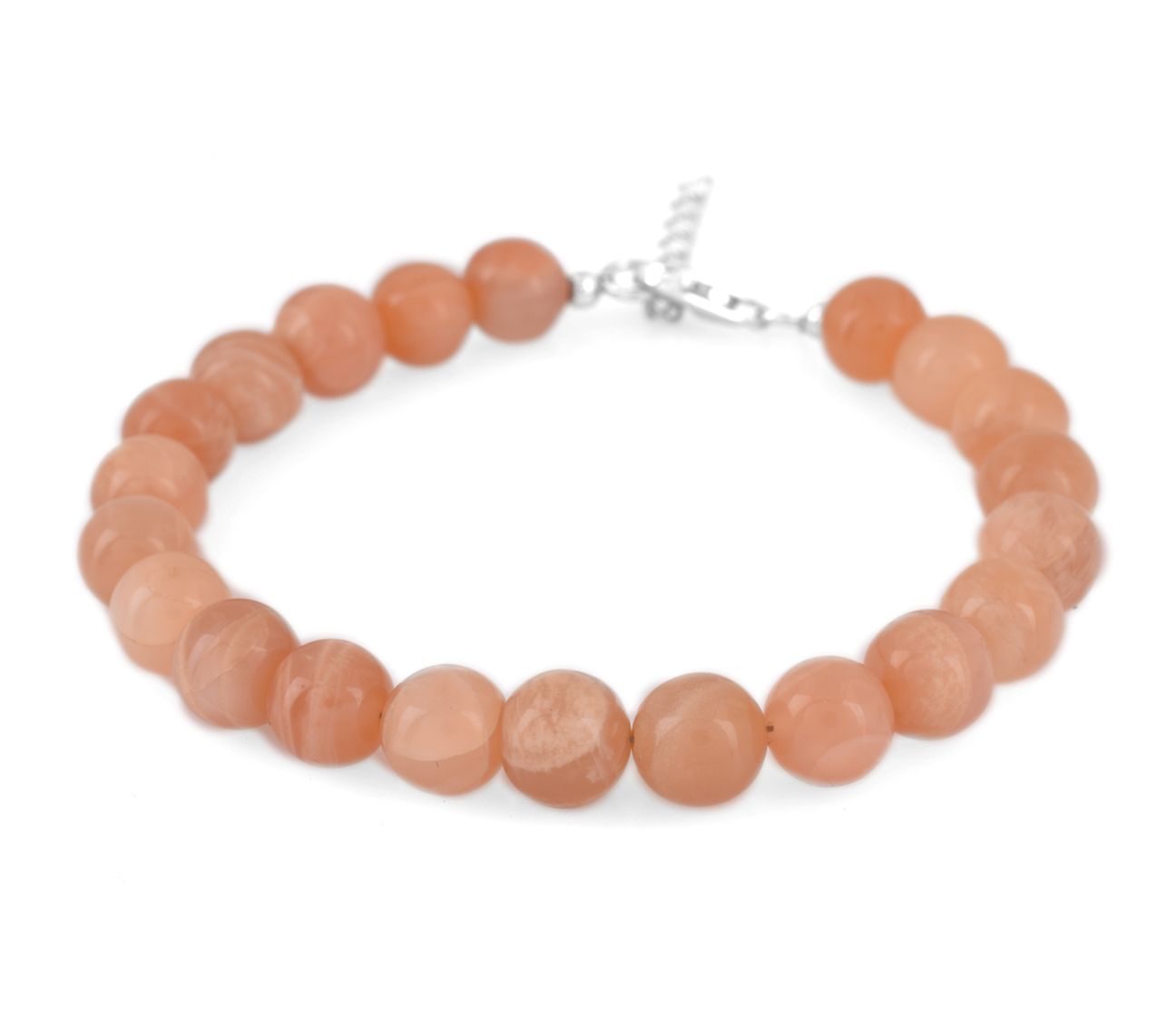 Sterling Silver Pink Moonstone Bead Bracelet