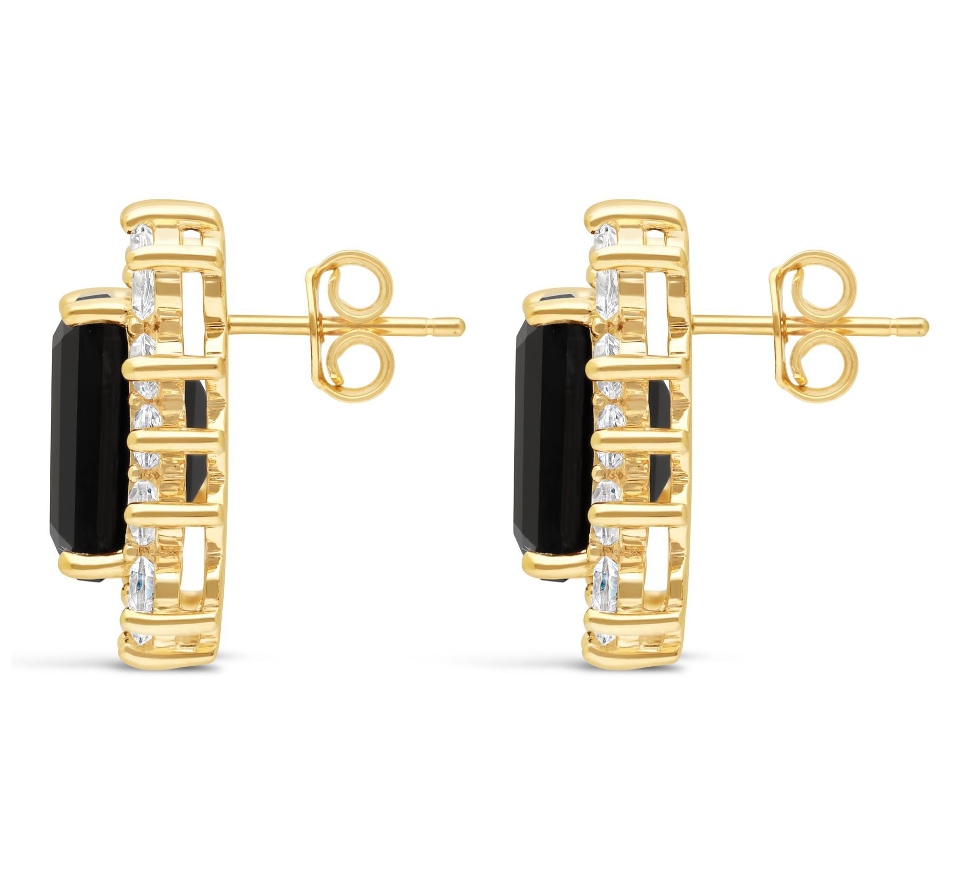Ariva 18K Gold Clad Onyx & White Topaz Vivien Earrings